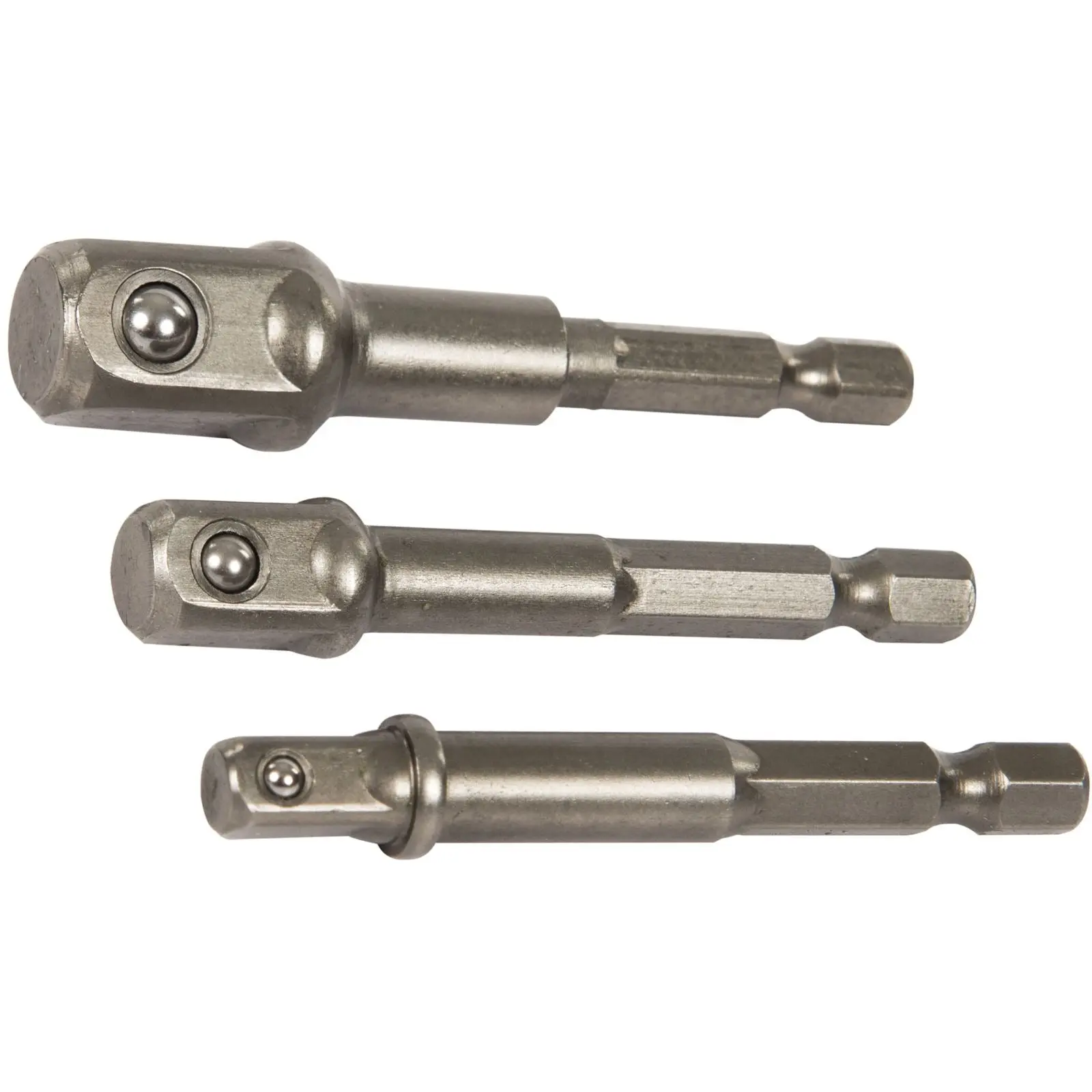 Silverline 3 Piece Hex Socket Driver Set Shank 1/4", 3/8" & 1/2" Drill Adaptor Converter - Image 3