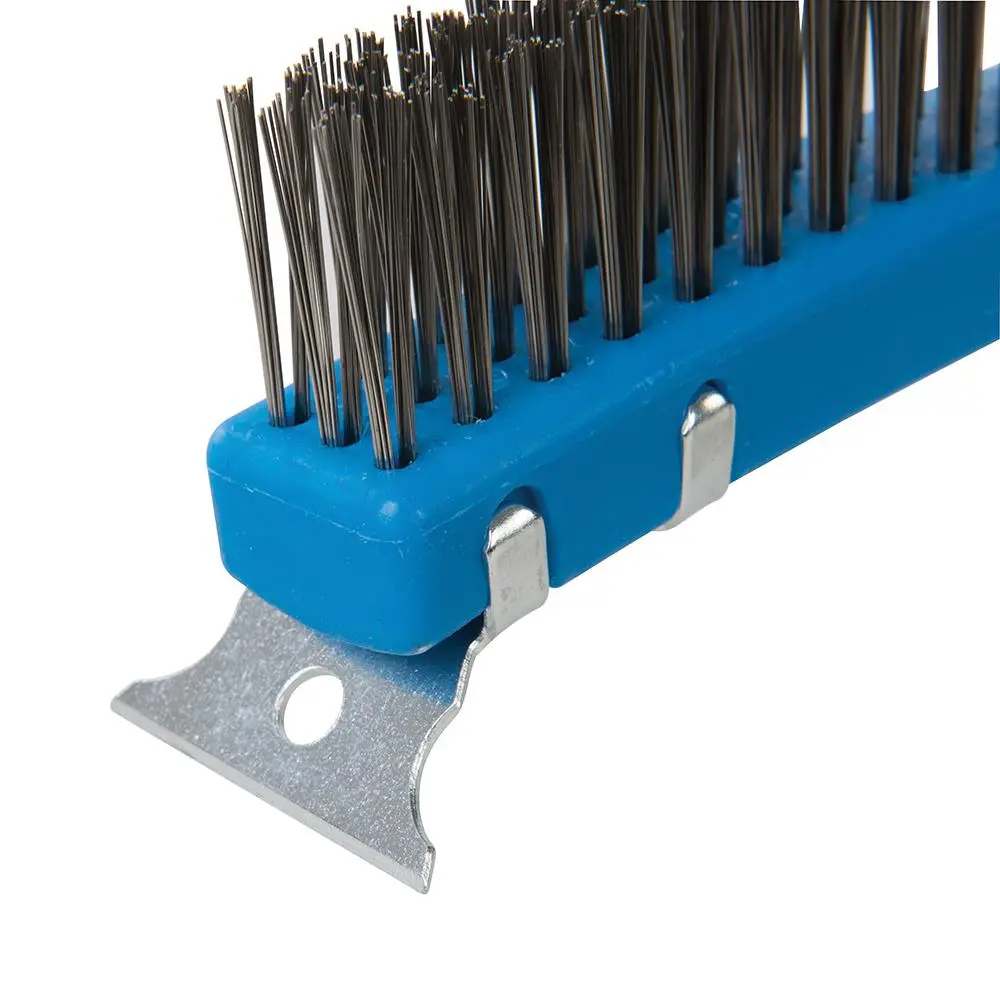 Silverline 3 Row Stainless Steel Wire Brush with Scraper 30mm Bristles - Image 4