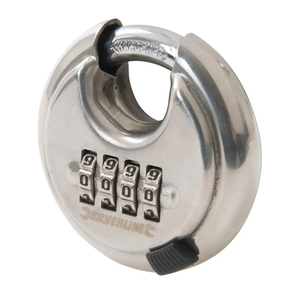 Silverline 4-Digit Stainless Steel Combination Disc Padlock Security Shed Garage Gate - Image 2