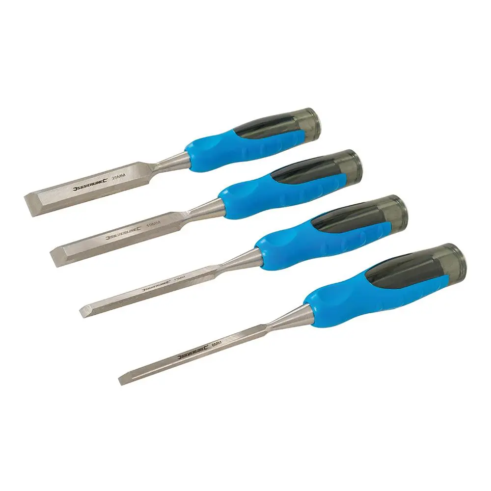 Silverline 4 Piece Expert Wood Chisel Set 6-25mm Carpentry Hammer Joinery - Image 2