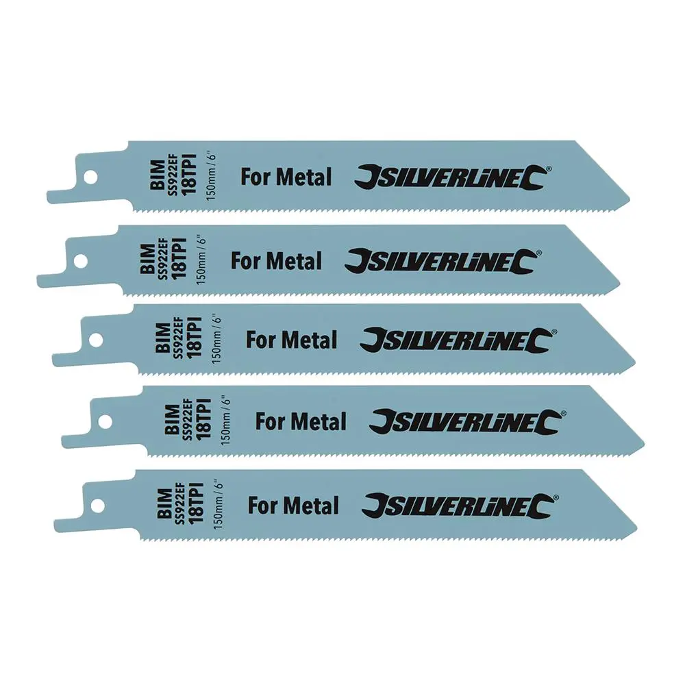 Silverline 5 Piece 150mm Recipro Saw Blades 18TPI Fine Metal Cutting - Image 3