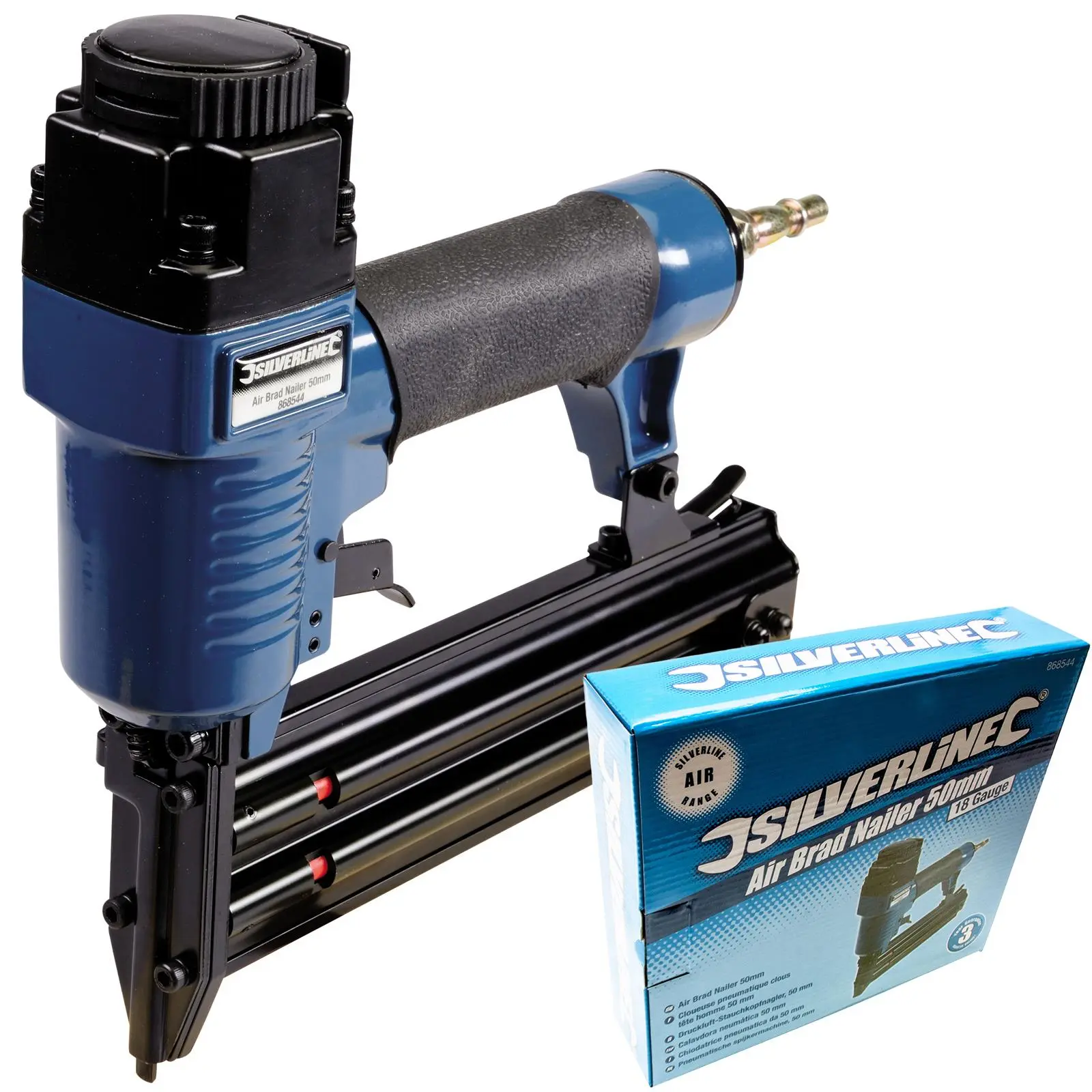 Silverline 50mm Air Brad Nailer 18 Gauge Flooring Woodwork Nail Gun Tool 1/4 - Image 2