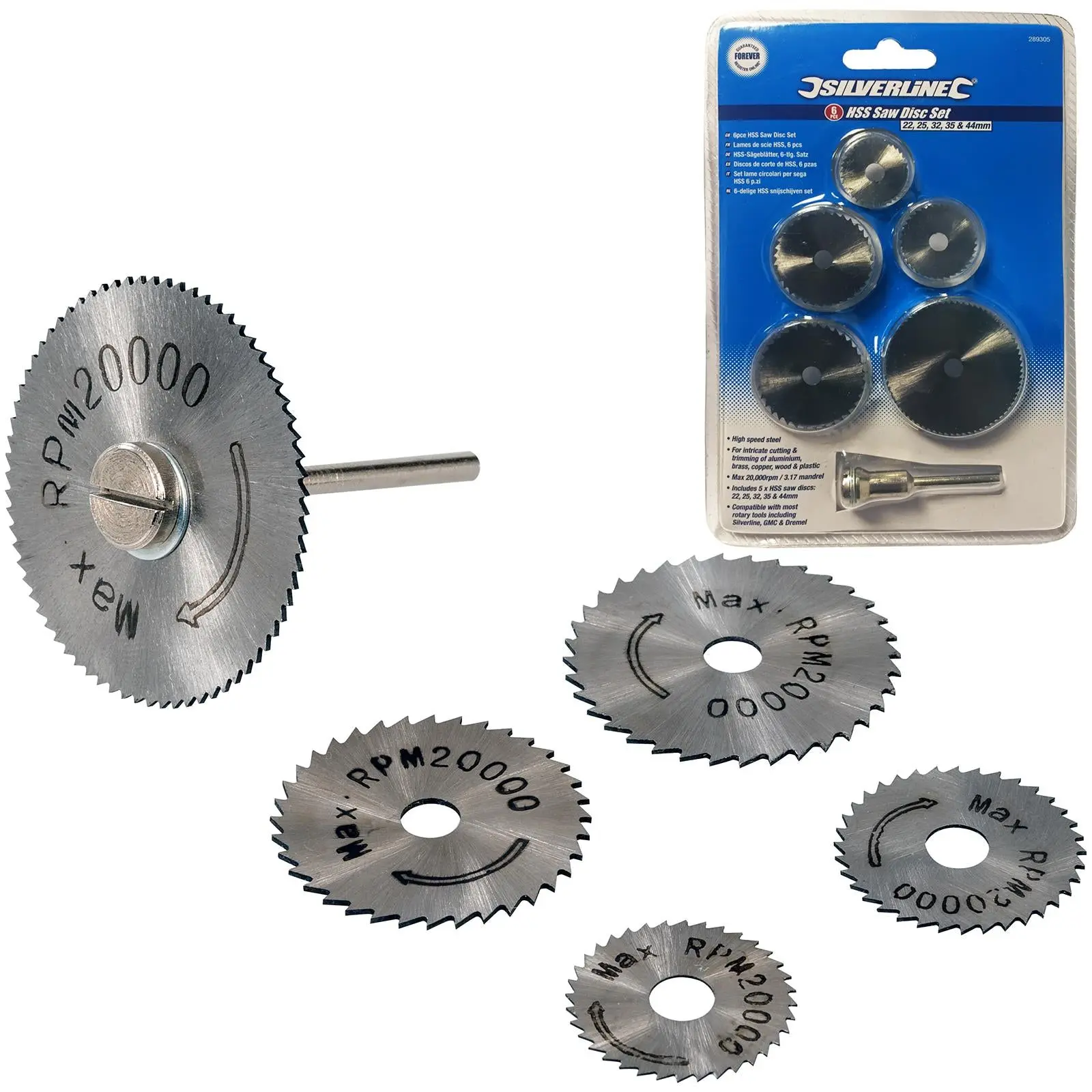 Silverline 6 Piece HSS Saw Disc Set Brass Copper Wood Plastic Rotary Cutting Kit - Image 5