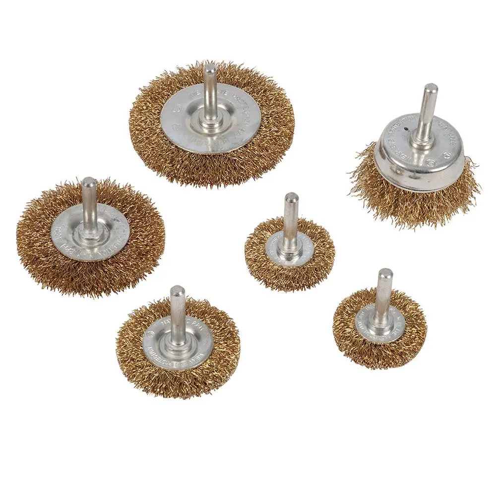 Silverline 6 Piece Wire Wheel & Cup Brush Set 6mm Shank Paint Rust Removal - Image 2