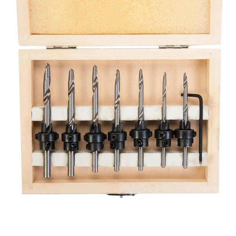 Silverline 7 Piece Drill & Countersink Set 3.2-5.5mm HCS Drill Wood Bit 3-6mm - Image 3