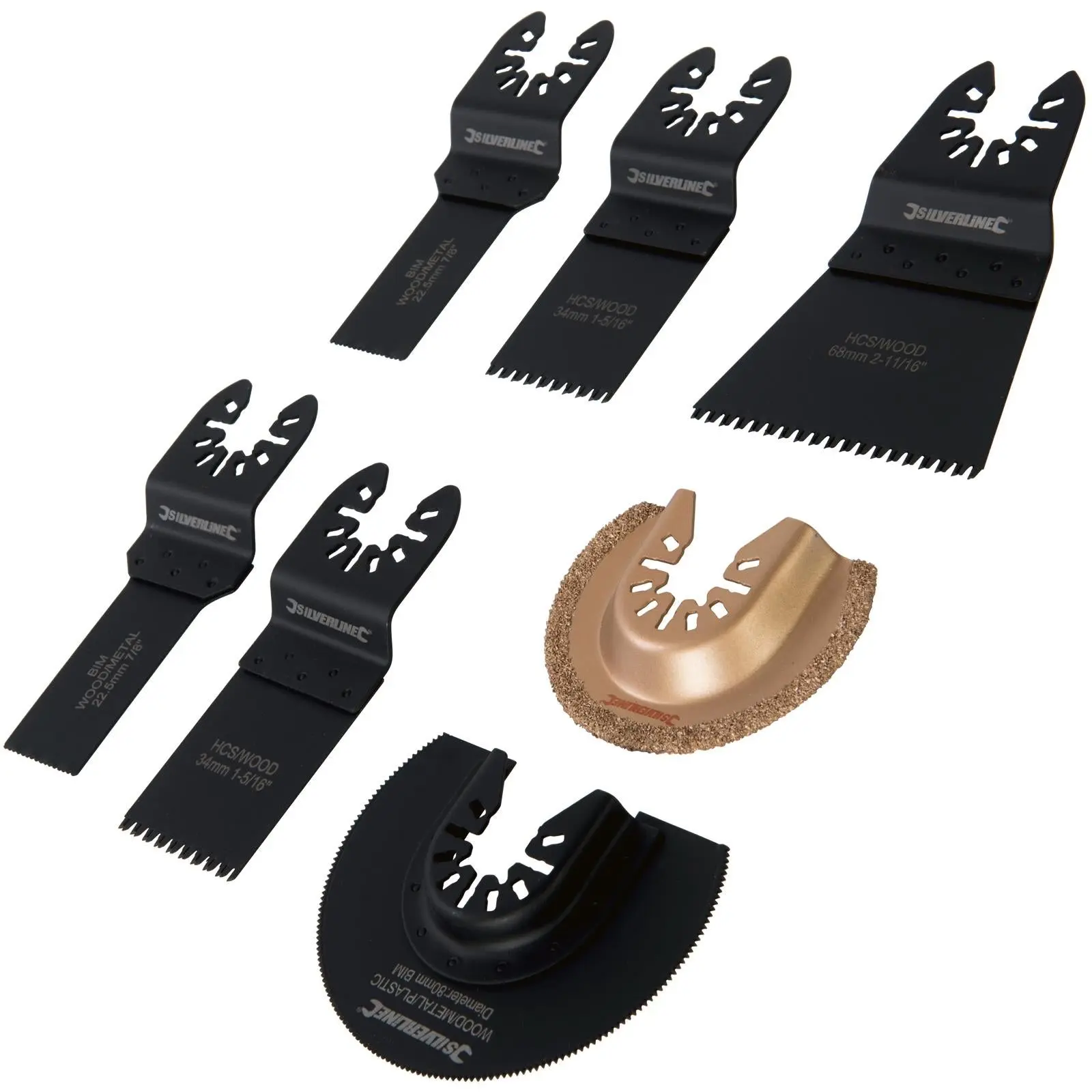 Silverline 7 Piece Multi Tool Cutting Set Wood Metal Plastic Tile HCS Blade Tungsten - Image 2