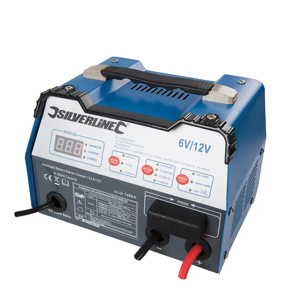 Silverline Automatic Battery Starter Charger 12A 6/12V 8-180Ah Capacity 549095 - Image 6