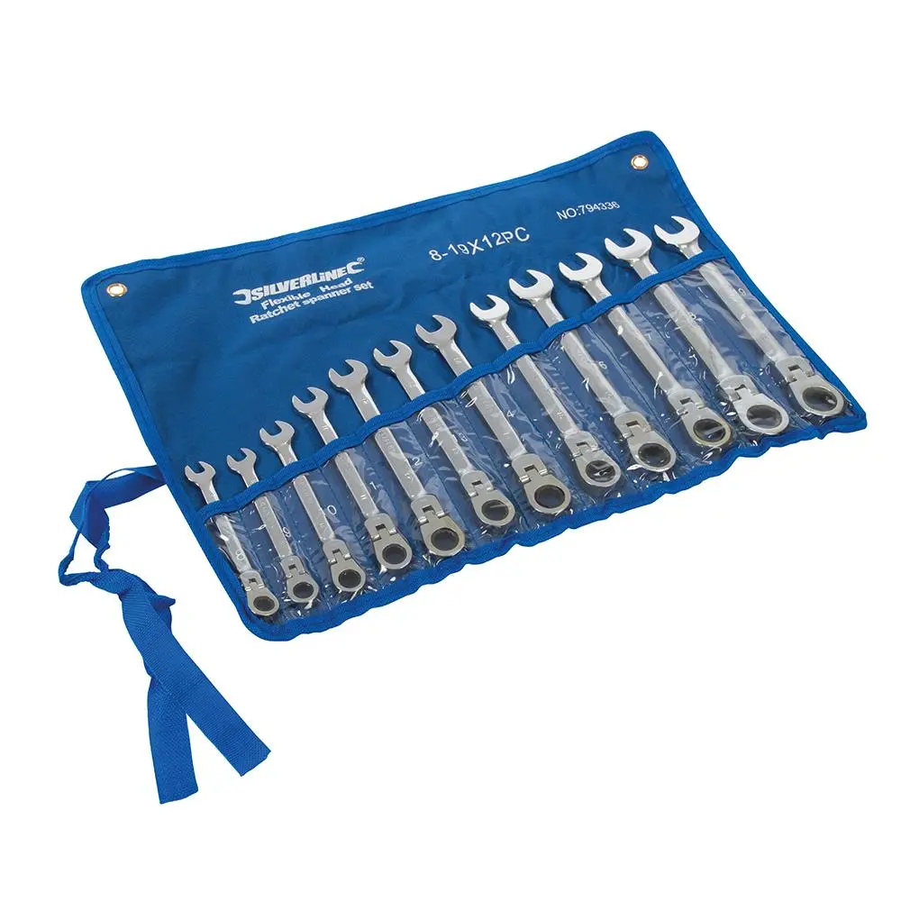 Silverline Flexible Head Ratchet Spanner Set 12pce 8 - 19mm 794336 - Image 3