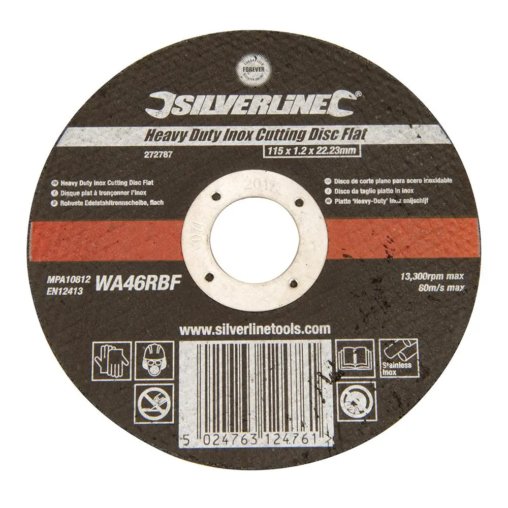 Silverline Heavy Duty Flat Inox Slitting Disc 115 x 1.2 x 22.23mm