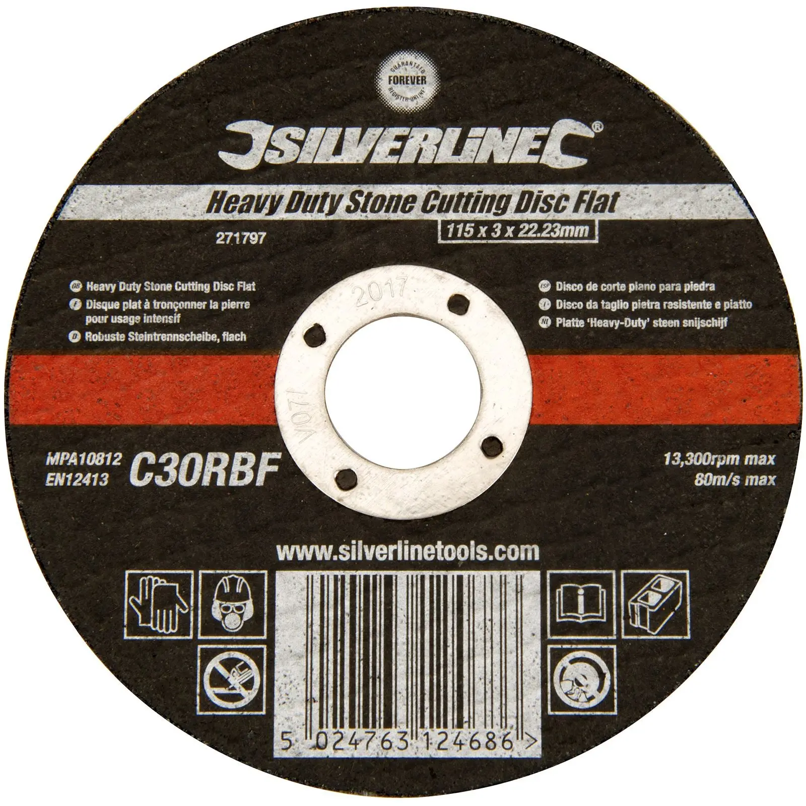 Silverline Heavy Duty Flat Stone Cutting Disc 115 x 3 x 22.23mm - Image 2