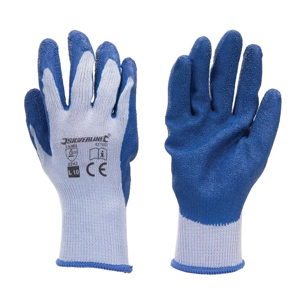 Silverline Latex Builders Glove Heavy Duty Work Safety Garden Construction