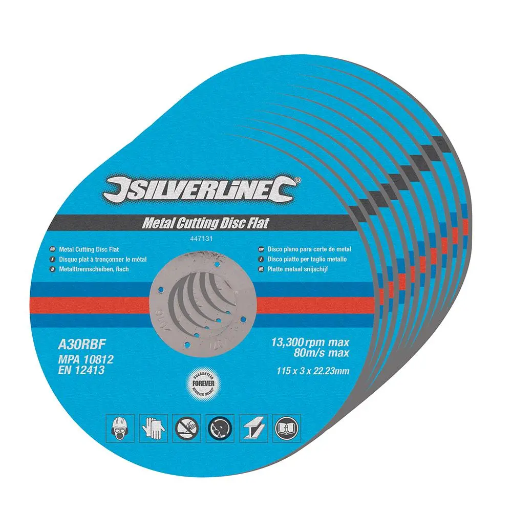 Silverline Metal Cutting Disc Flat 10 Pack 115 x 3 x 22.23mm - Image 2