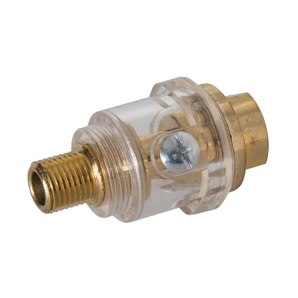Silverline Mini In Line Oiler Lubricator 1/4" BSP Male & Female Brass Air - Image 2
