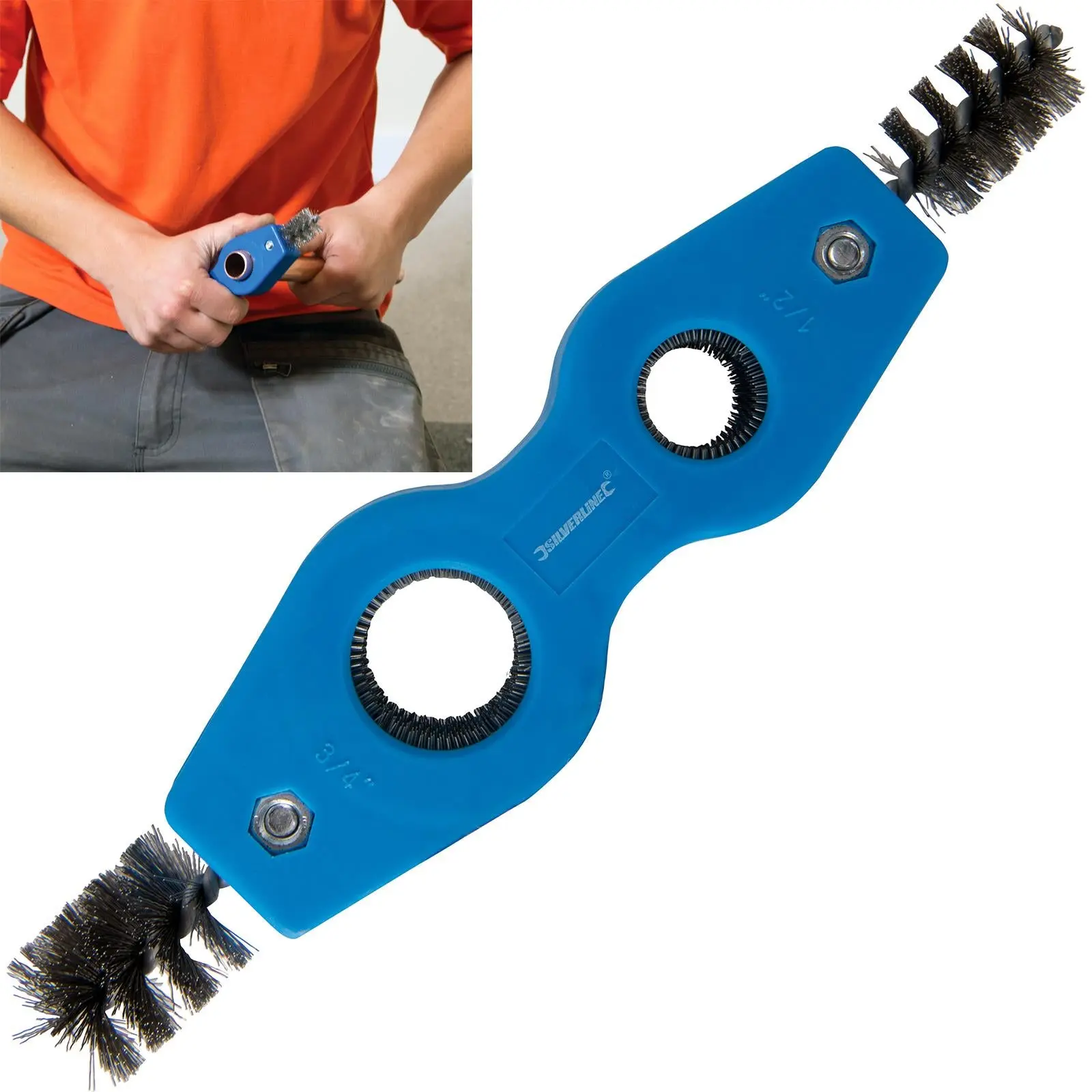 Silverline Pipe Cleaner & Deburrer 15 & 22mm Copper Carbon Steel Brushes