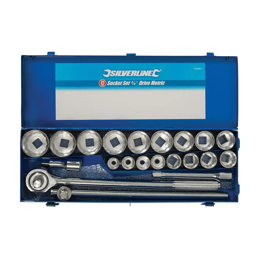 Silverline Socket Set 3/4" Drive 12pt Metric 21pce 19 - 50mm 633663 - Image 2