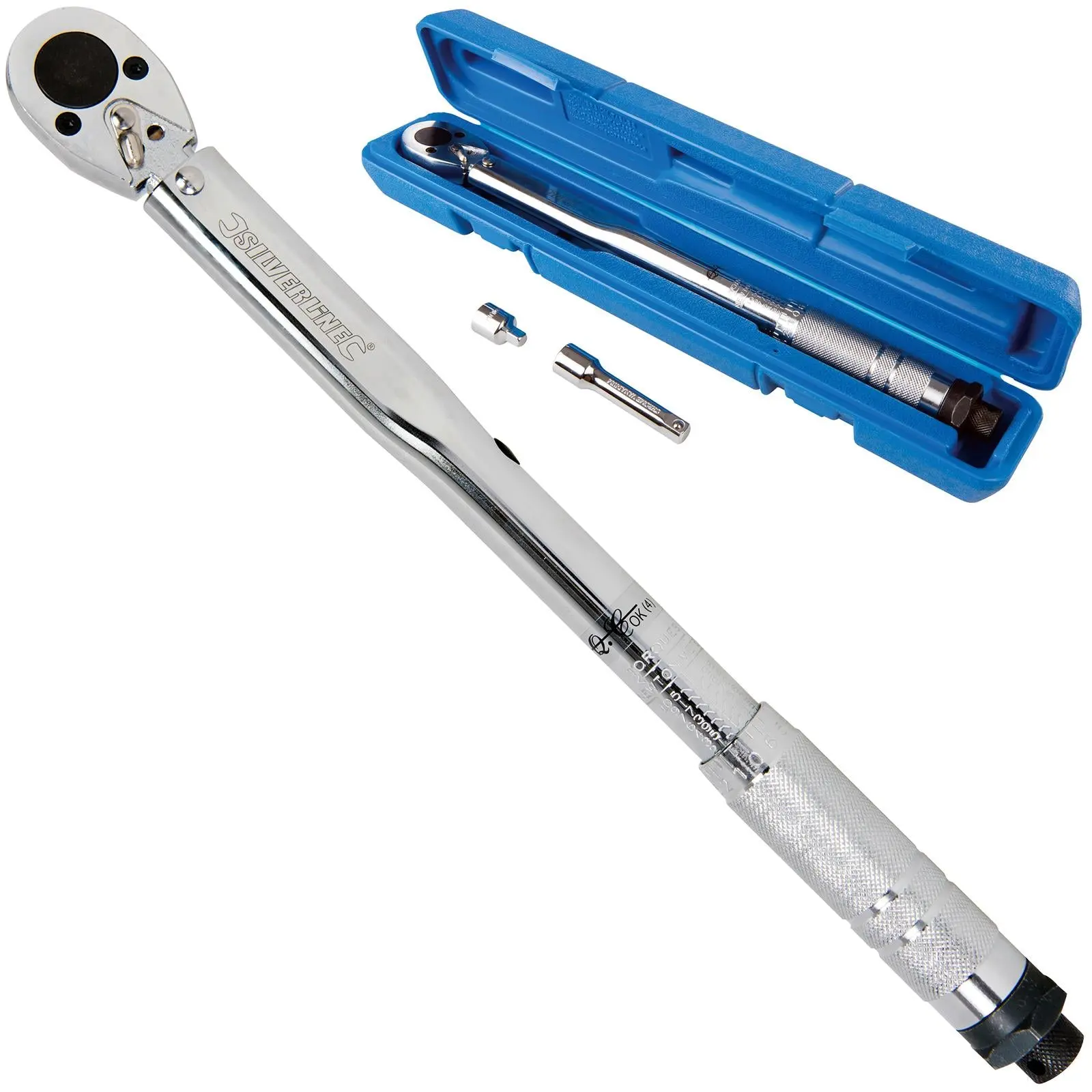 Silverline Torque Wrench 3/8" Drive Reversible Ratchet 1/4" Adaptor Extension Bar - Image 7