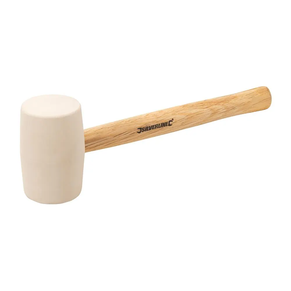 Silverline White Rubber Mallet Hammer with Hardwood Shaft - Image 4