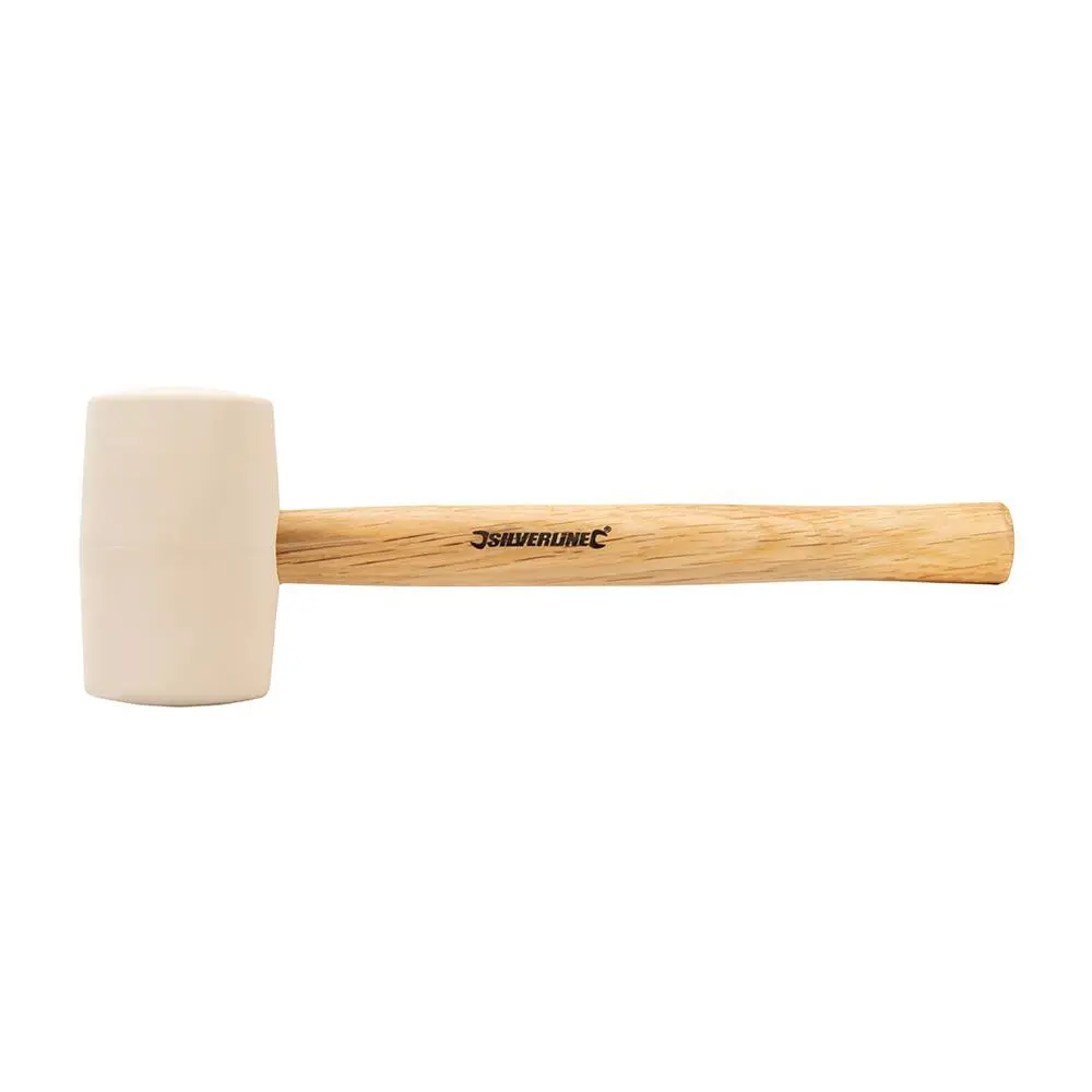 Silverline White Rubber Mallet Hammer with Hardwood Shaft - Image 7