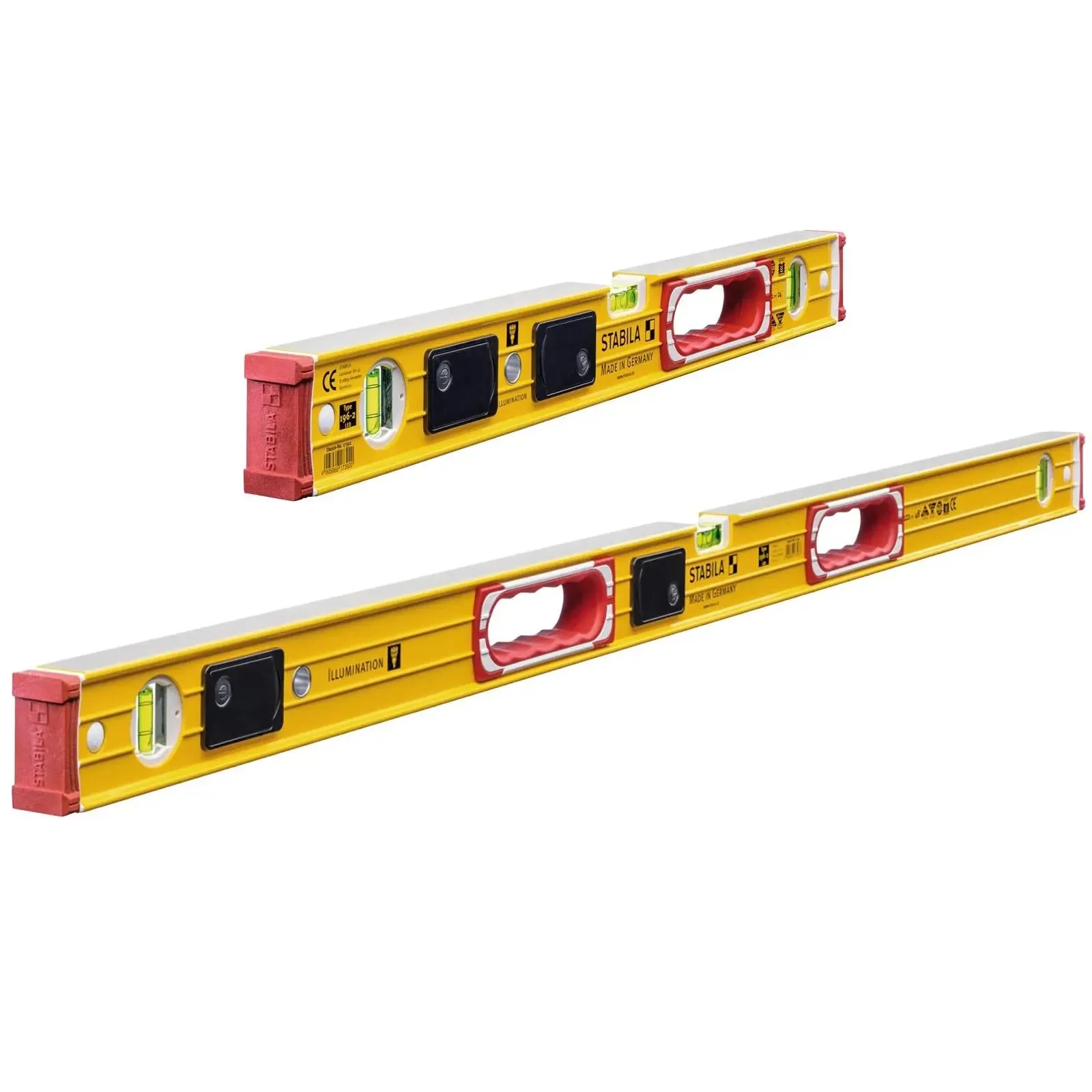 STABILA Type 196-2 LED Spirit Level Illuminated Vials - Choose Size