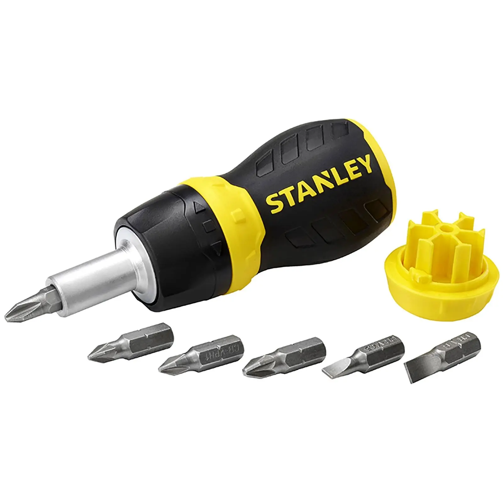 Stanley 7 Piece Multibit Ratchet Stubby Screwdriver with Bits - Image 2