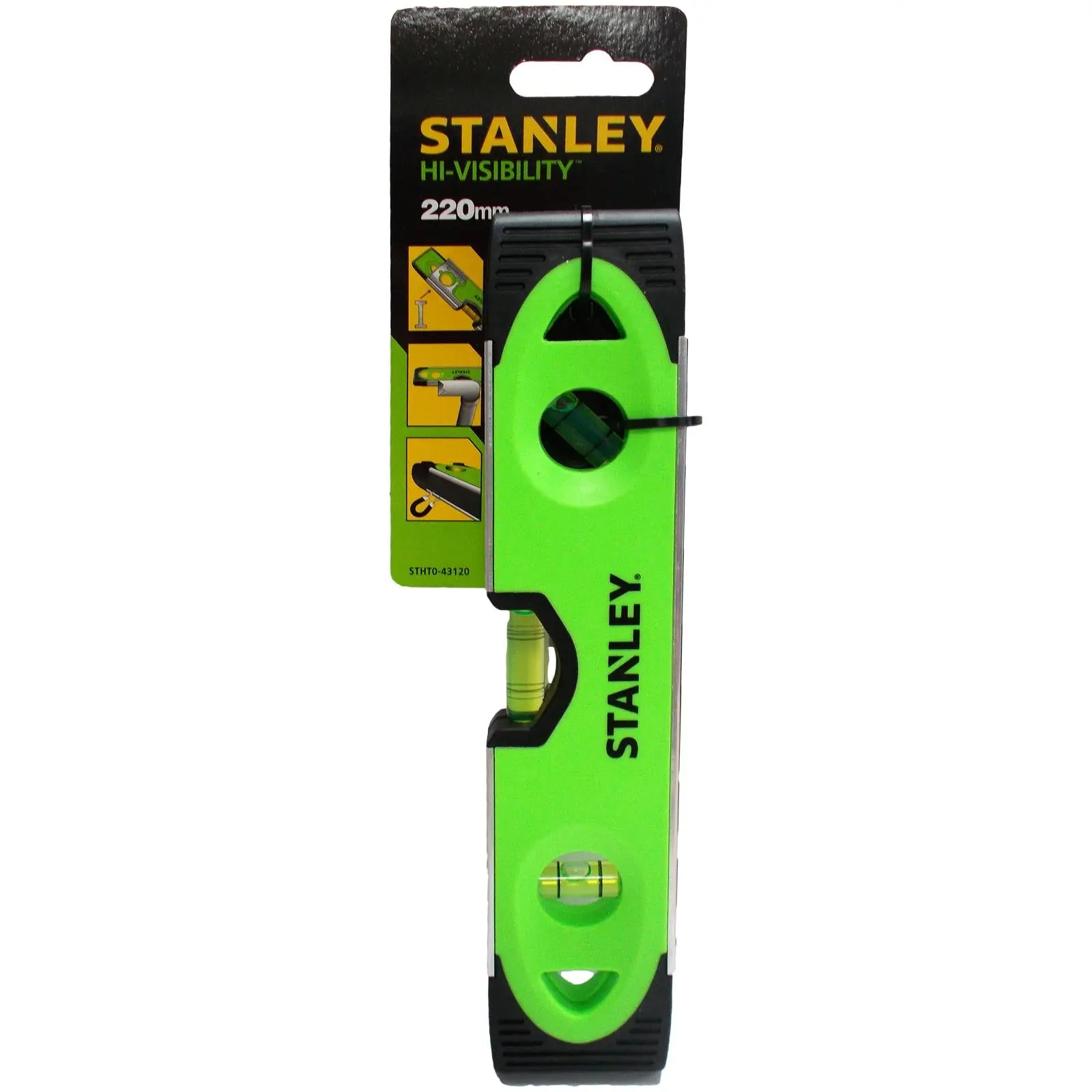 Stanley Torpedo Spirit Level Magnetic Hi-Visibility Green 220mm