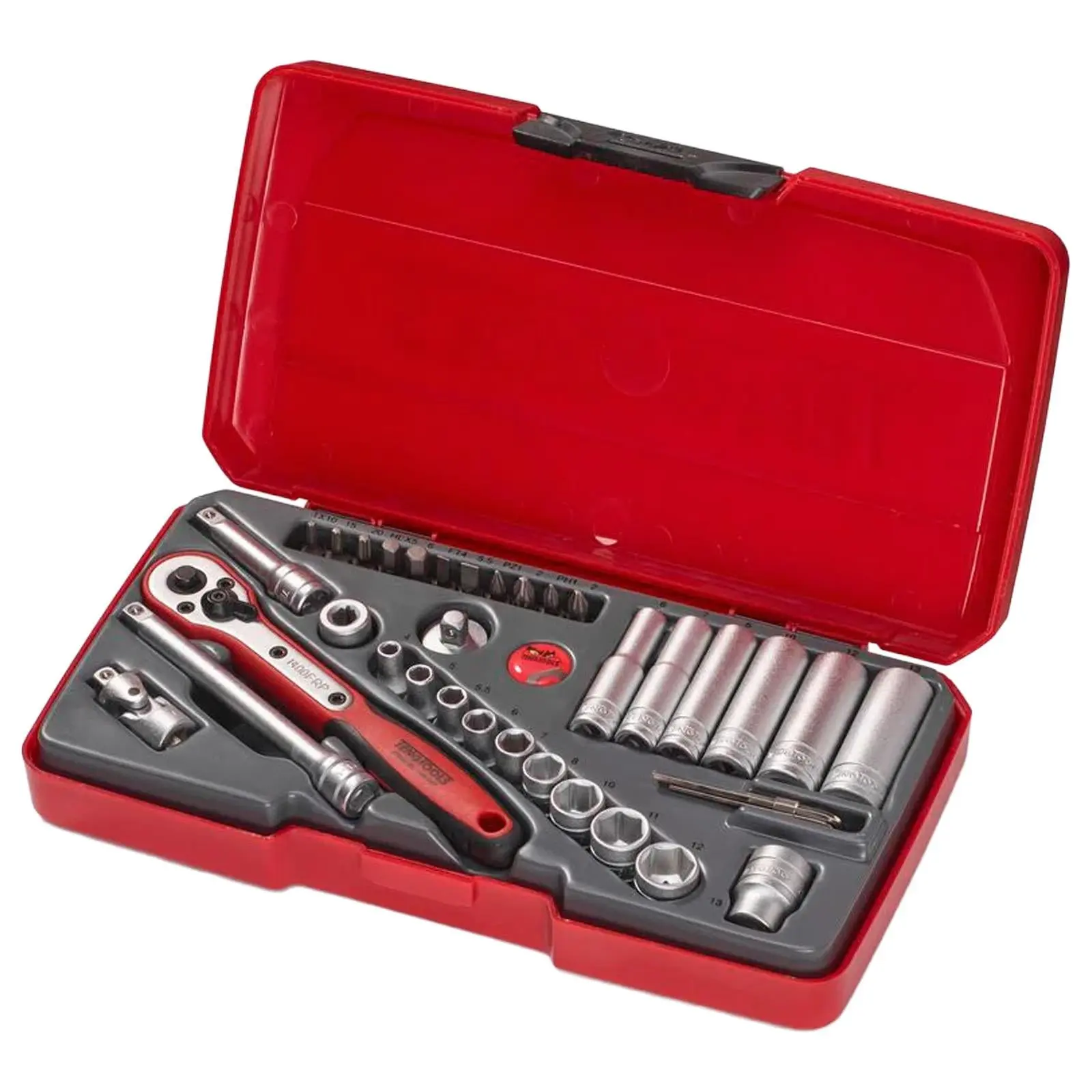 Teng Tools 1/4" Drive Socket Set 6 Point 36 Pieces in Case T1436