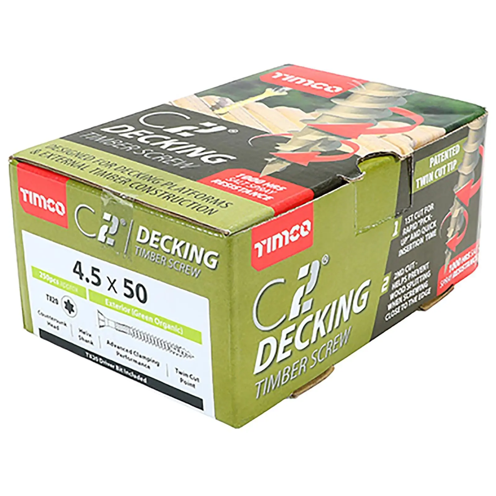 TIMCO C2 Deck Fix Premium Decking Screws Torx Exterior Green Timber Construction - Image 7