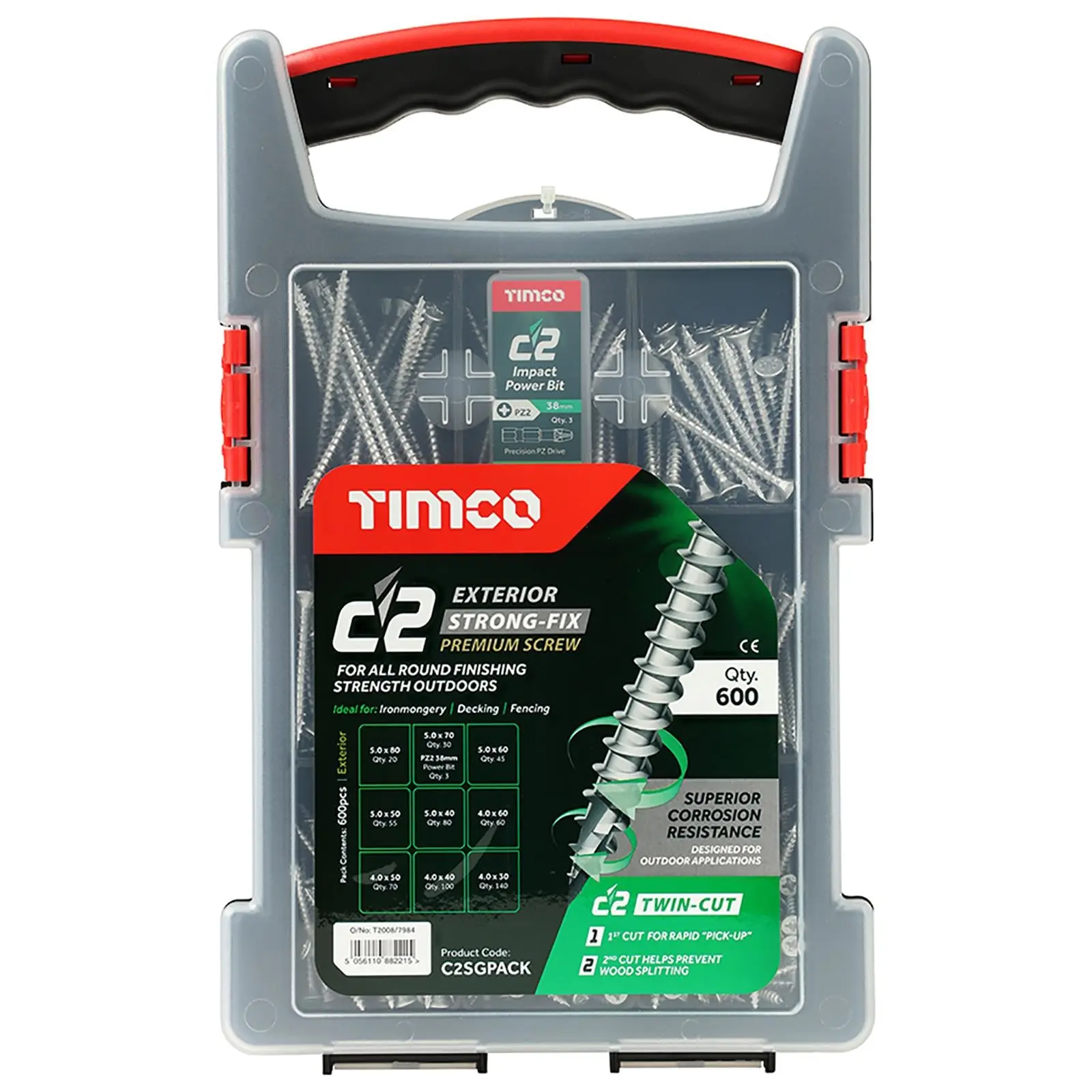 TIMCO C2 Exterior Strong Fix Premium External Screw Pozi Mixed Grab Pack 600 Screws - Image 2
