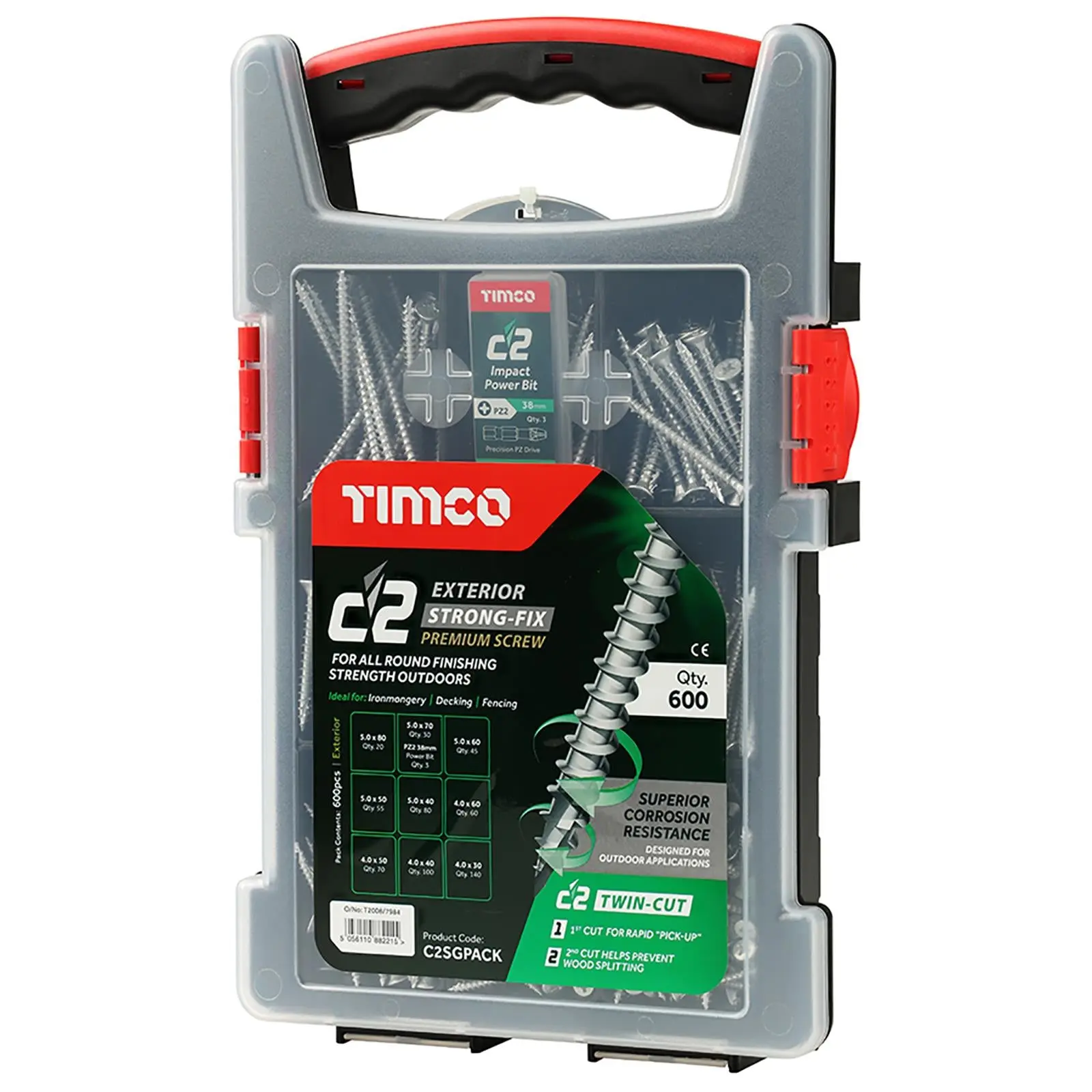 TIMCO C2 Exterior Strong Fix Premium External Screw Pozi Mixed Grab Pack 600 Screws - Image 3