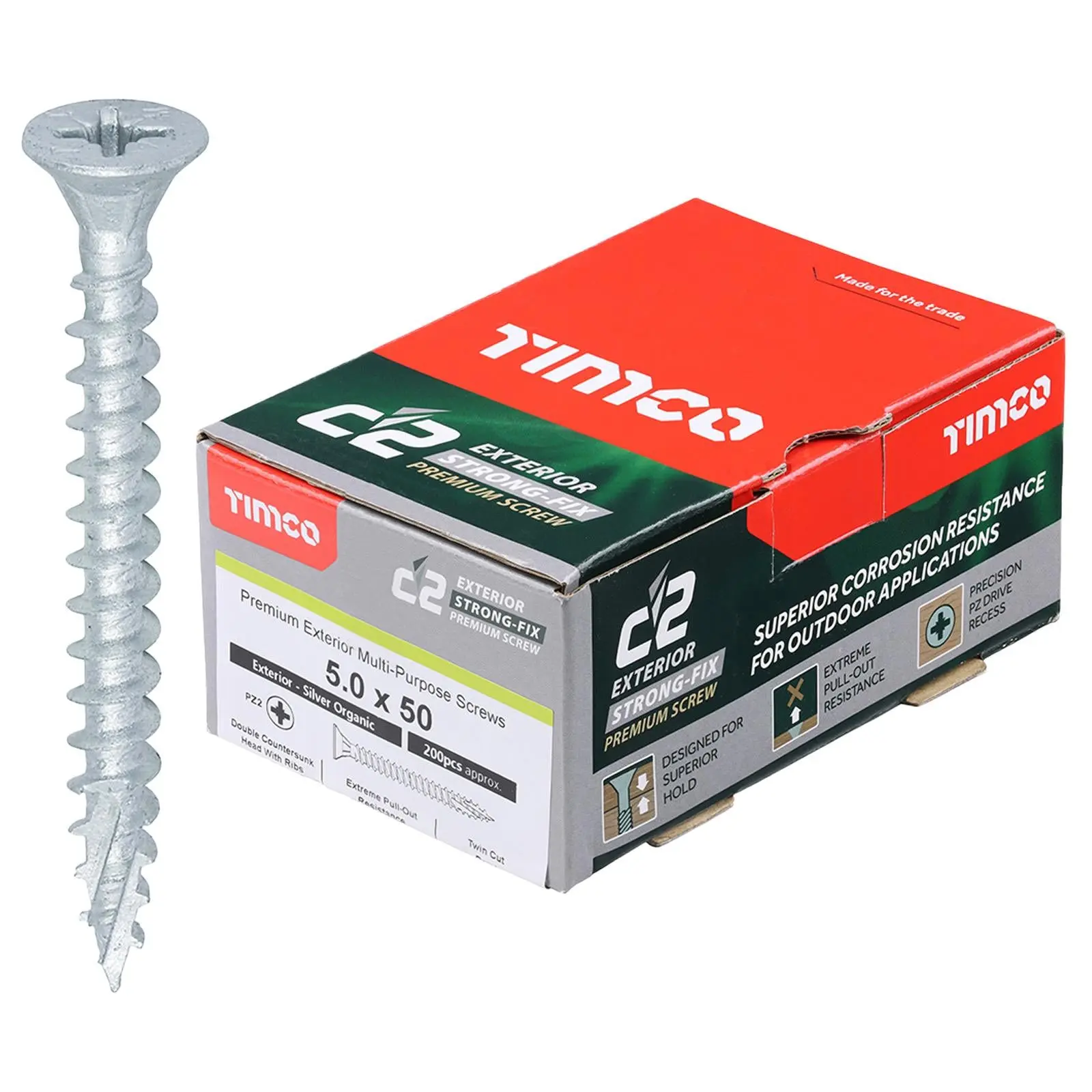 TIMCO C2 Exterior Strong Fix Premium External Wood Screws Pozi Box Exterior Silver Organic - Choose Size - Image 10