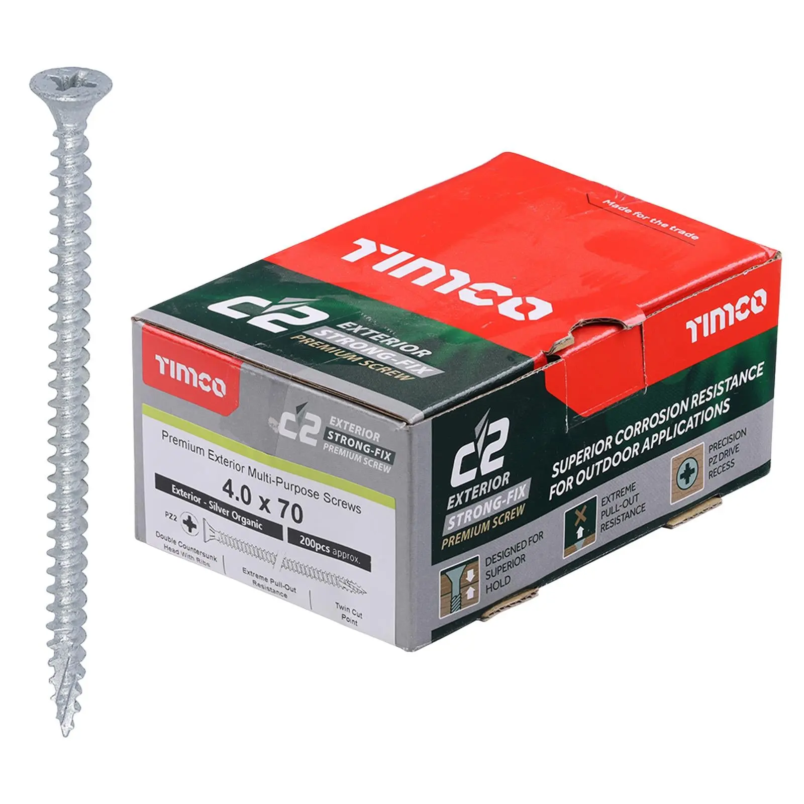 TIMCO C2 Exterior Strong Fix Premium External Wood Screws Pozi Box Exterior Silver Organic - Choose Size - Image 11