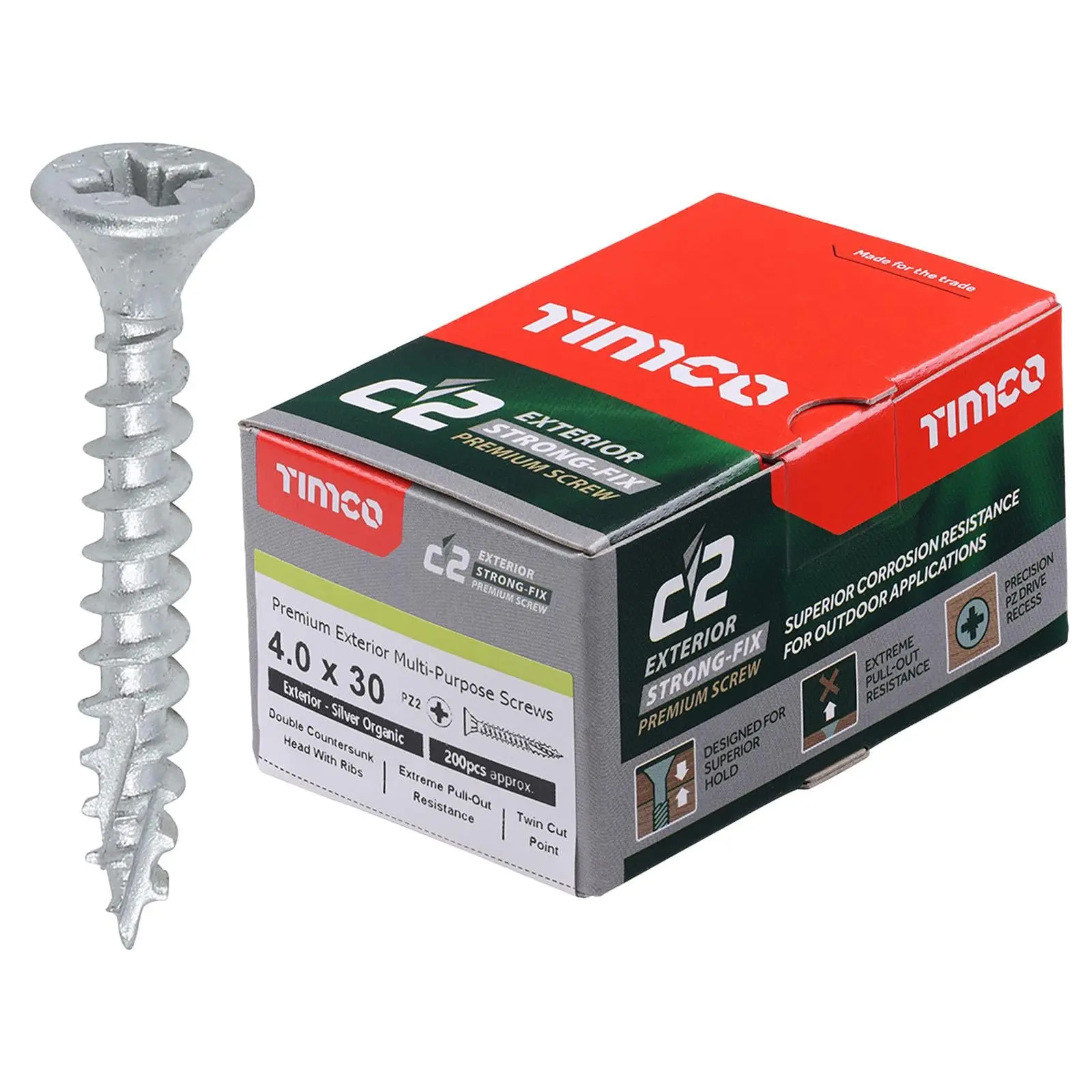 TIMCO C2 Exterior Strong Fix Premium External Wood Screws Pozi Box Exterior Silver Organic - Choose Size - Image 13