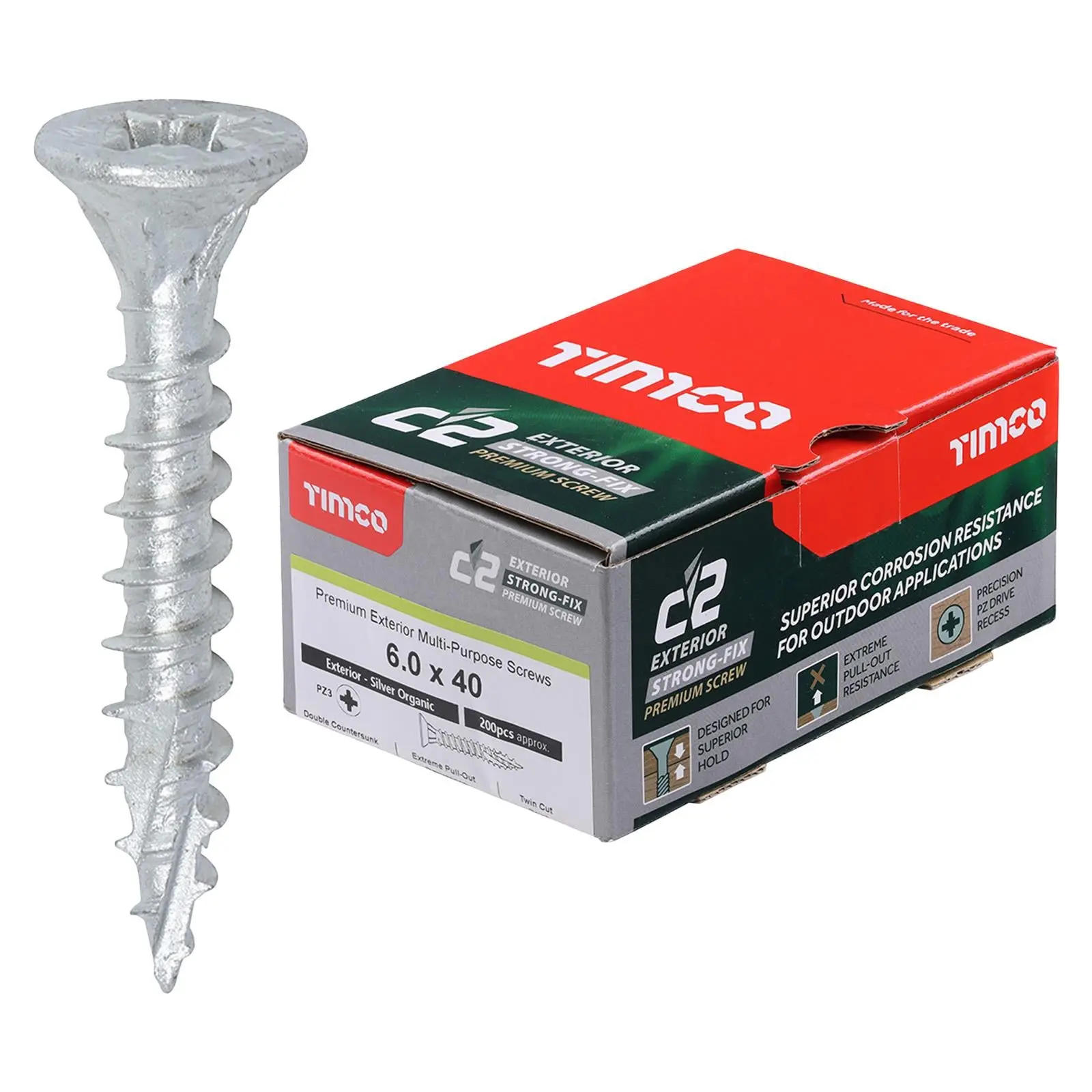 TIMCO C2 Exterior Strong Fix Premium External Wood Screws Pozi Box Exterior Silver Organic - Choose Size - Image 15