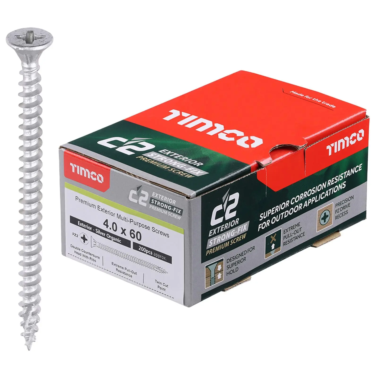 TIMCO C2 Exterior Strong Fix Premium External Wood Screws Pozi Box Exterior Silver Organic - Choose Size - Image 4
