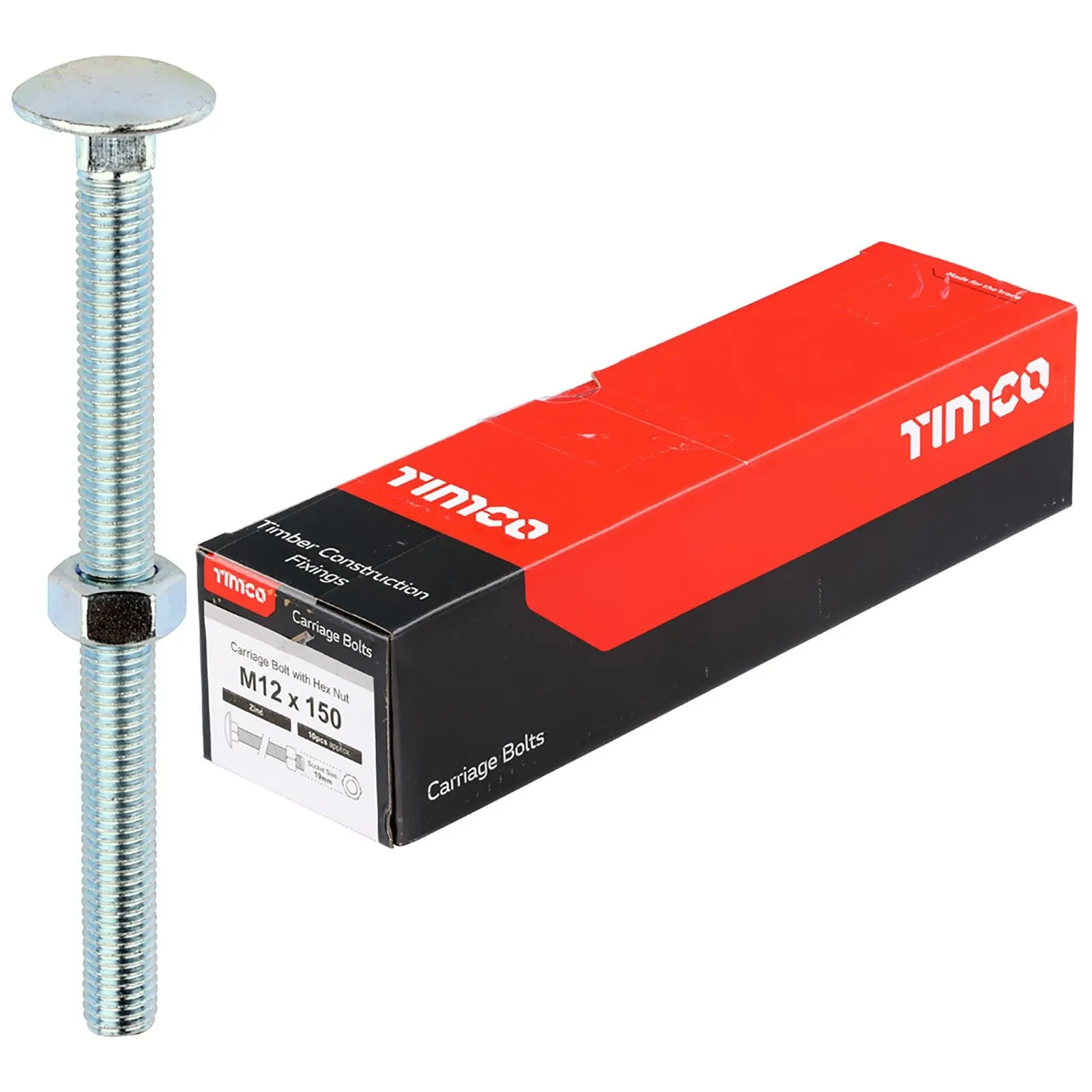 TIMCO Carriage Bolts with Hex Nuts 4.8 Grade Zinc Carbon Steel Boxed M6-M16 - Choose Size - Image 10