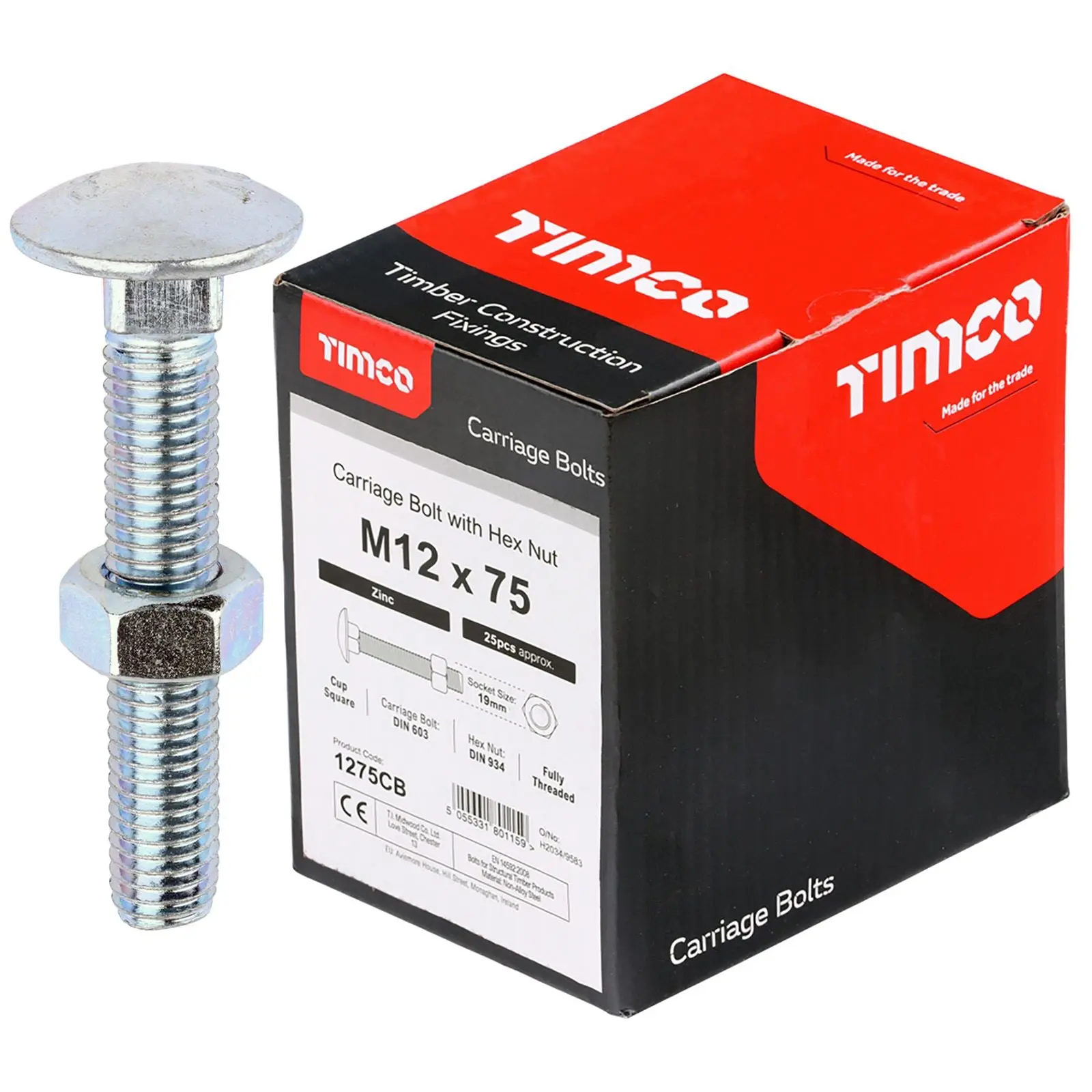 TIMCO Carriage Bolts with Hex Nuts 4.8 Grade Zinc Carbon Steel Boxed M6-M16 - Choose Size - Image 13