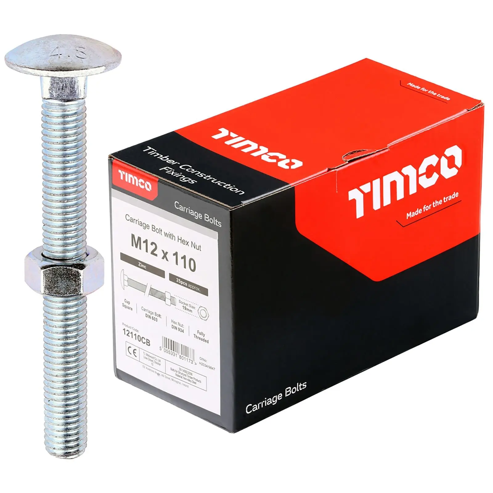 TIMCO Carriage Bolts with Hex Nuts 4.8 Grade Zinc Carbon Steel Boxed M6-M16 - Choose Size - Image 14