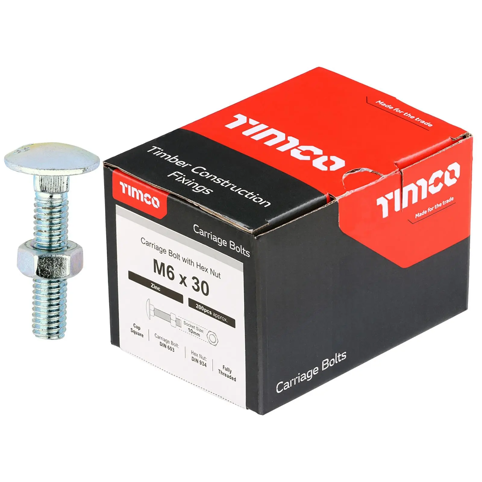 TIMCO Carriage Bolts with Hex Nuts 4.8 Grade Zinc Carbon Steel Boxed M6-M16 - Choose Size - Image 15