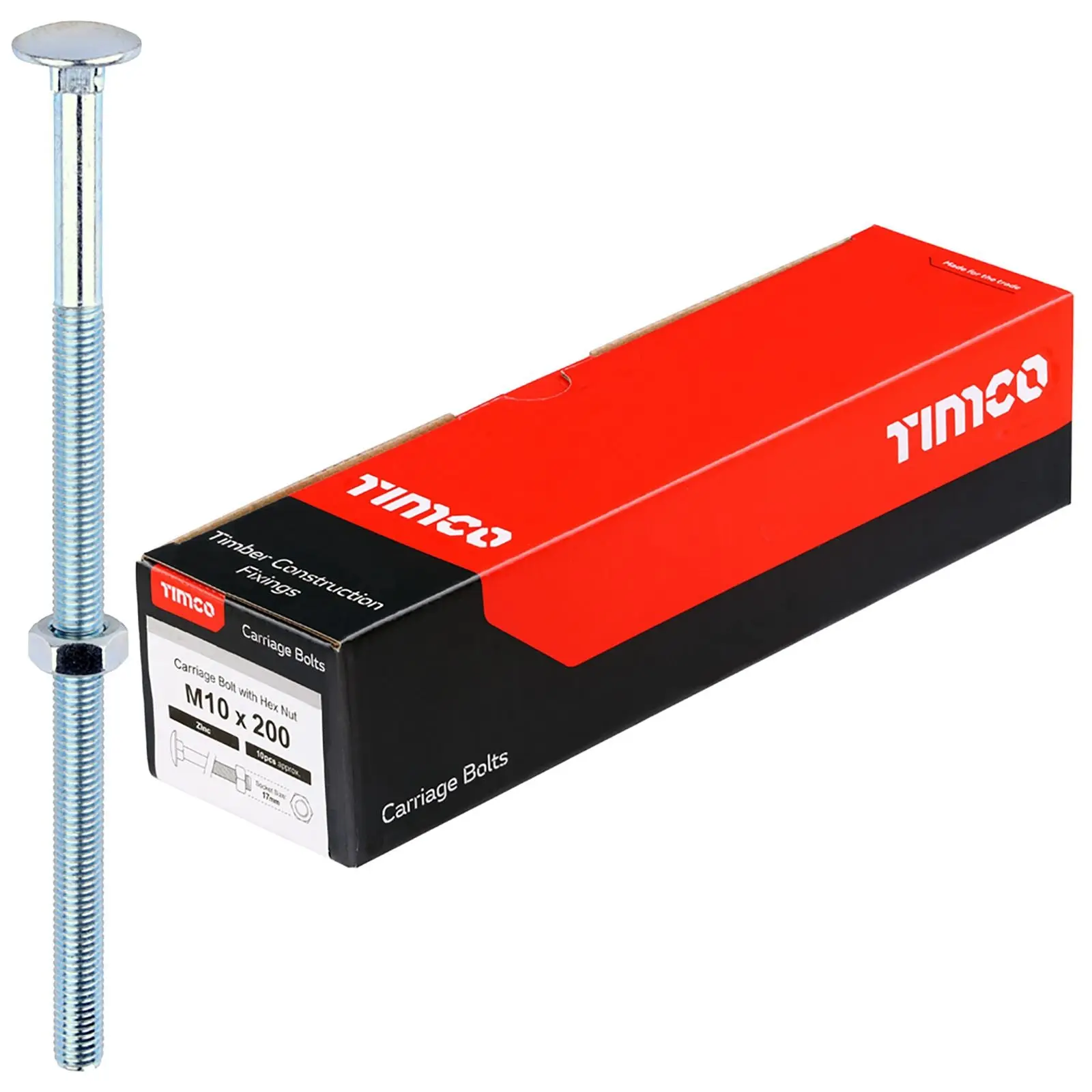 TIMCO Carriage Bolts with Hex Nuts 4.8 Grade Zinc Carbon Steel Boxed M6-M16 - Choose Size - Image 16