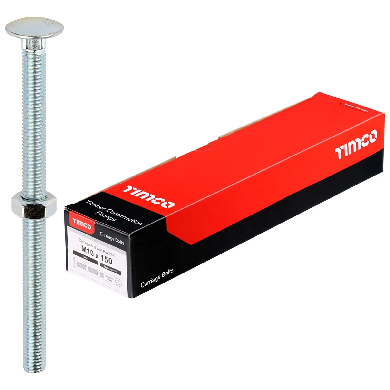 TIMCO Carriage Bolts with Hex Nuts 4.8 Grade Zinc Carbon Steel Boxed M6-M16 - Choose Size - Image 17