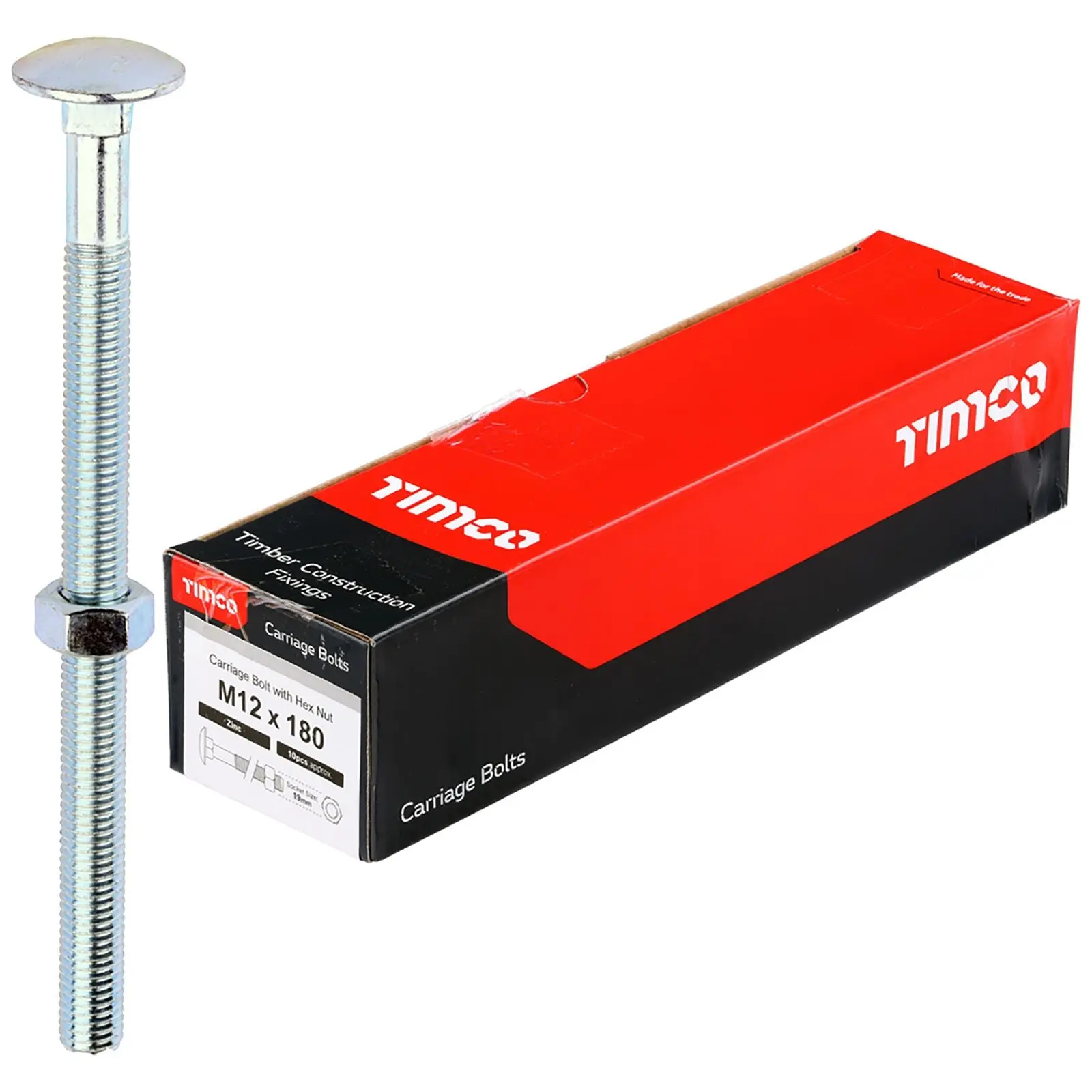 TIMCO Carriage Bolts with Hex Nuts 4.8 Grade Zinc Carbon Steel Boxed M6-M16 - Choose Size - Image 18