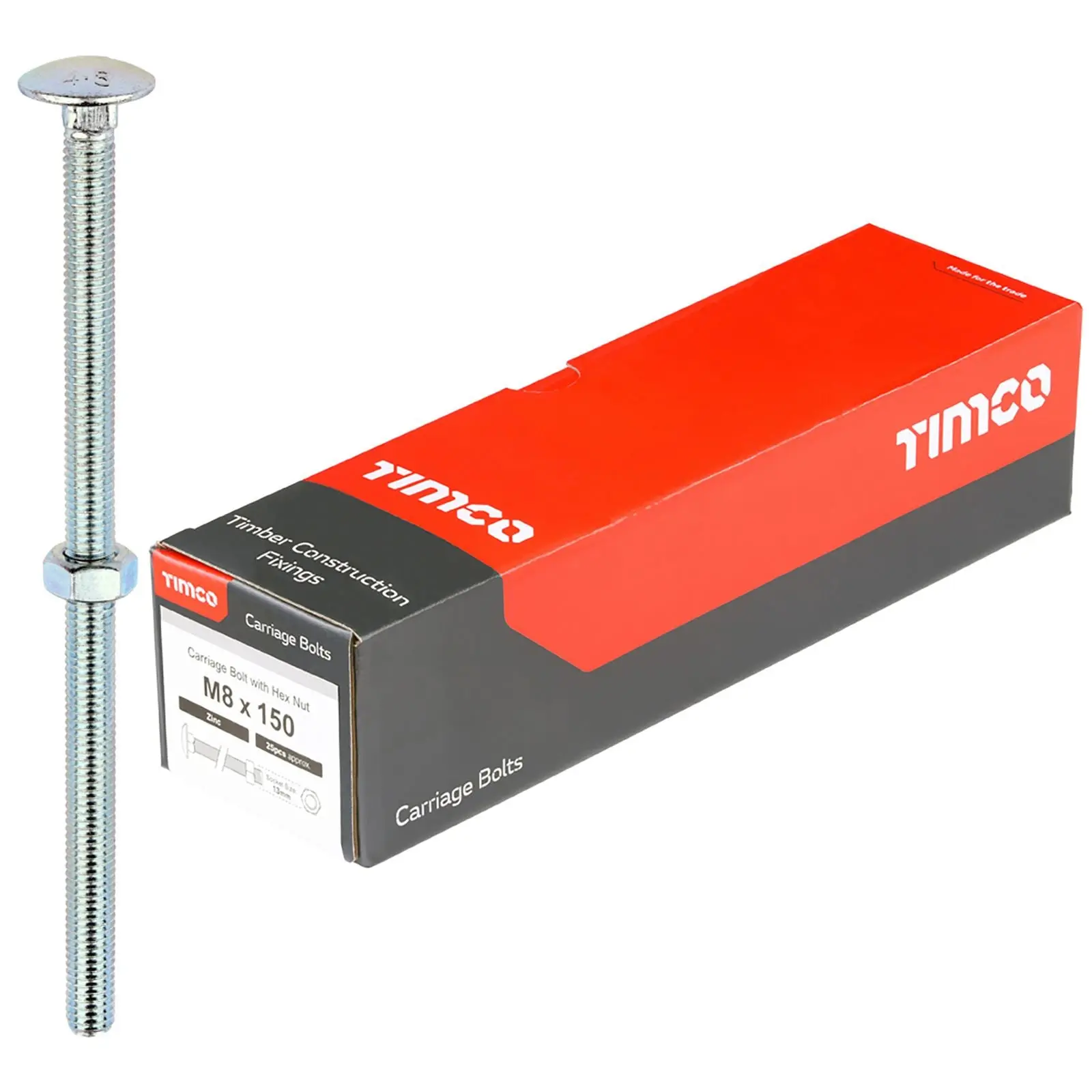 TIMCO Carriage Bolts with Hex Nuts 4.8 Grade Zinc Carbon Steel Boxed M6-M16 - Choose Size - Image 19