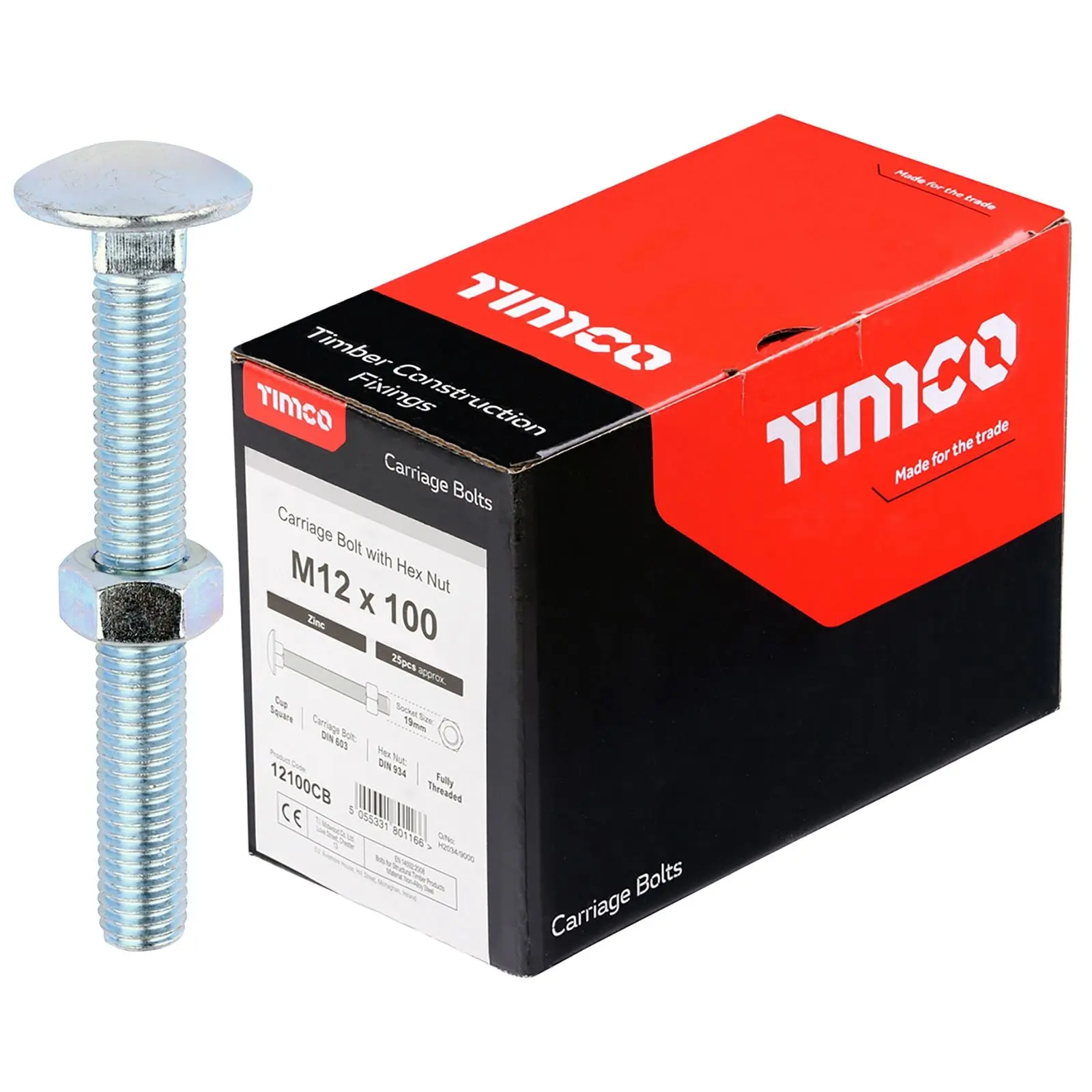 TIMCO Carriage Bolts with Hex Nuts 4.8 Grade Zinc Carbon Steel Boxed M6-M16 - Choose Size - Image 21