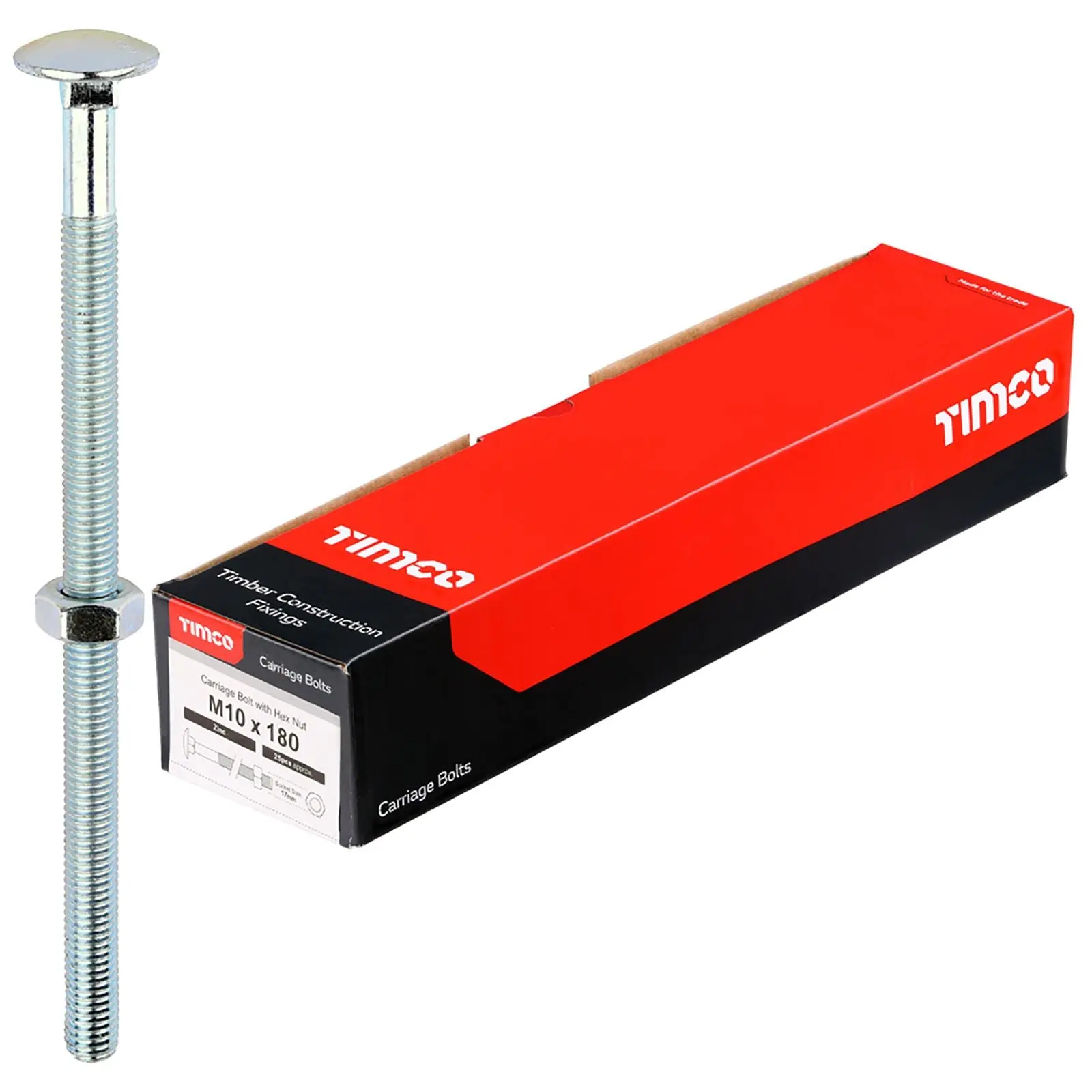 TIMCO Carriage Bolts with Hex Nuts 4.8 Grade Zinc Carbon Steel Boxed M6-M16 - Choose Size - Image 24