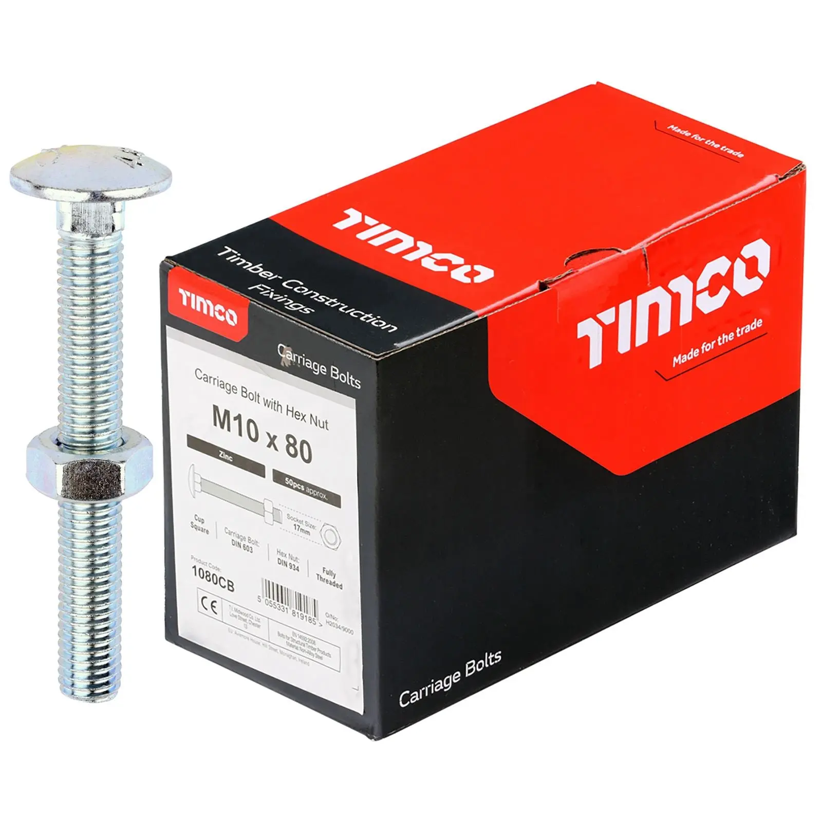 TIMCO Carriage Bolts with Hex Nuts 4.8 Grade Zinc Carbon Steel Boxed M6-M16 - Choose Size - Image 25