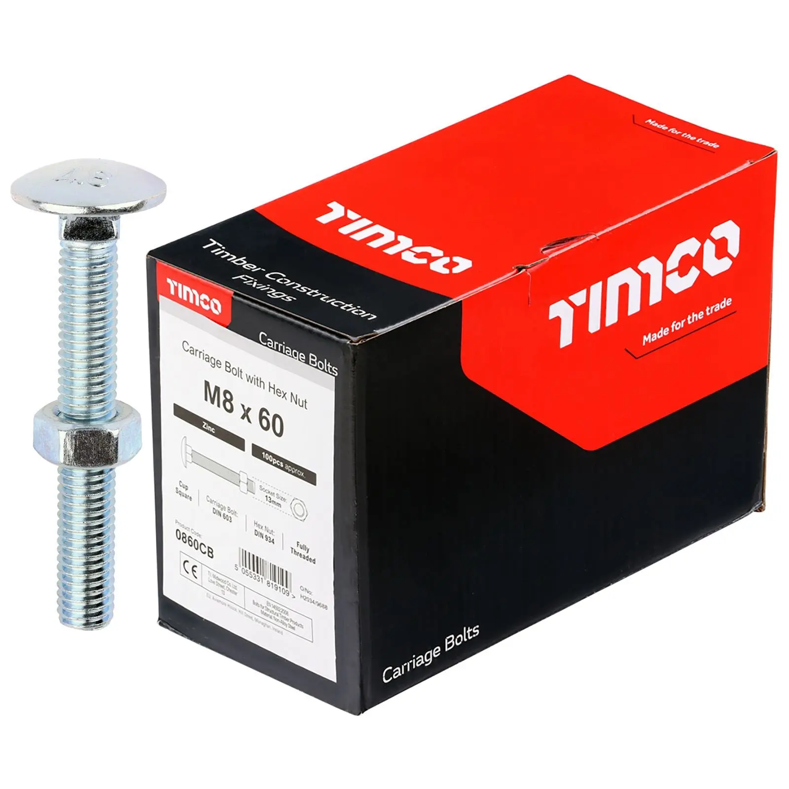 TIMCO Carriage Bolts with Hex Nuts 4.8 Grade Zinc Carbon Steel Boxed M6-M16 - Choose Size - Image 28