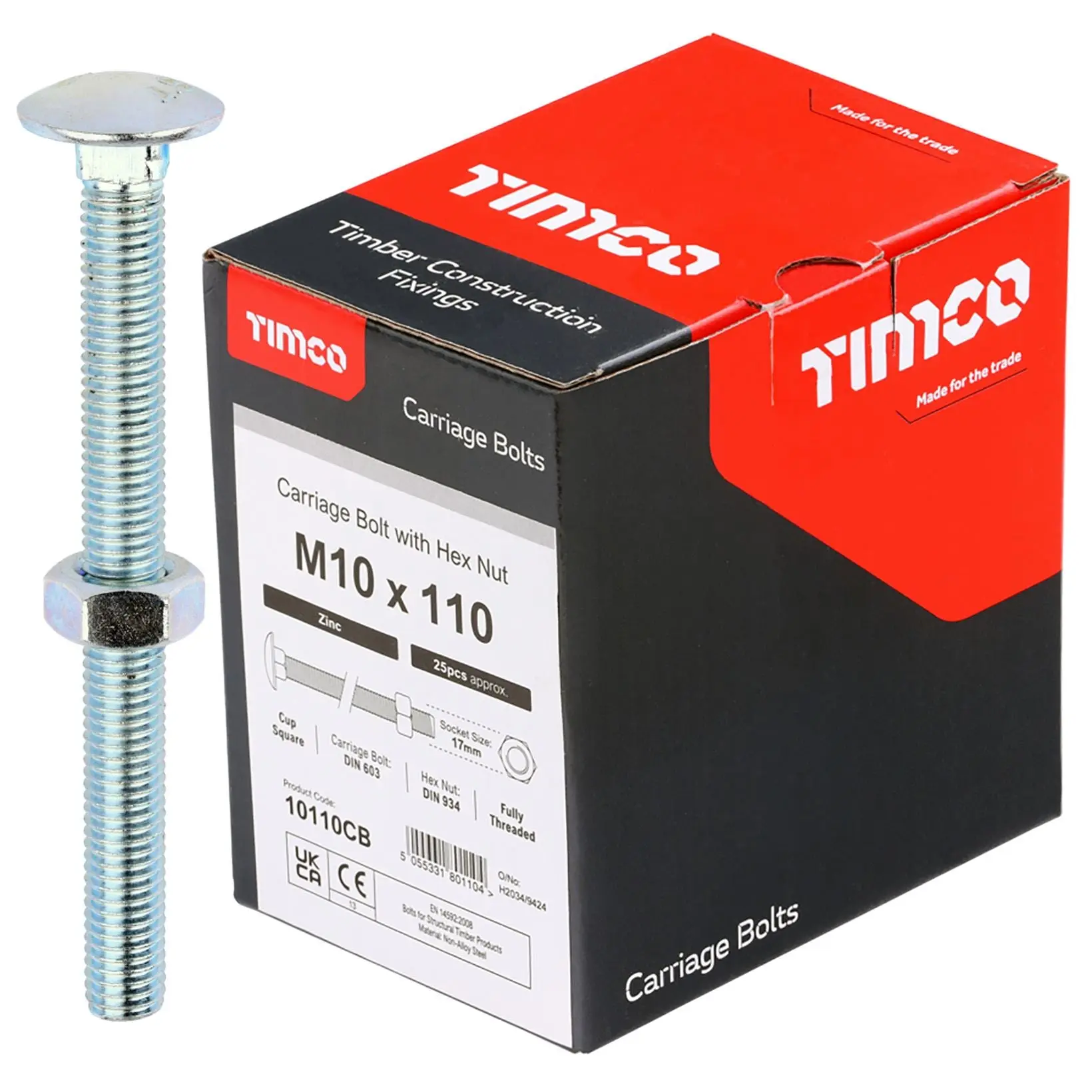 TIMCO Carriage Bolts with Hex Nuts 4.8 Grade Zinc Carbon Steel Boxed M6-M16 - Choose Size - Image 29