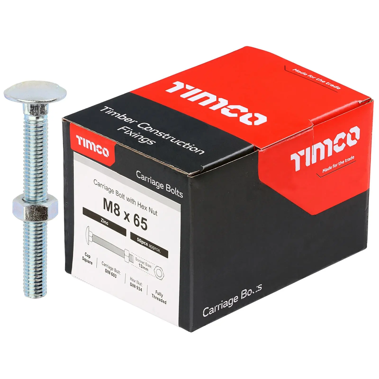 TIMCO Carriage Bolts with Hex Nuts 4.8 Grade Zinc Carbon Steel Boxed M6-M16 - Choose Size - Image 31