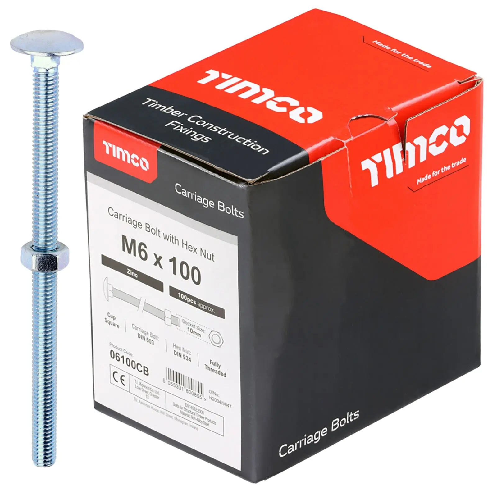 TIMCO Carriage Bolts with Hex Nuts 4.8 Grade Zinc Carbon Steel Boxed M6-M16 - Choose Size - Image 5