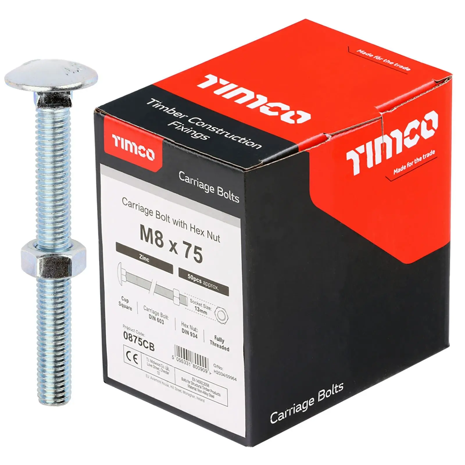 TIMCO Carriage Bolts with Hex Nuts 4.8 Grade Zinc Carbon Steel Boxed M6-M16 - Choose Size - Image 6